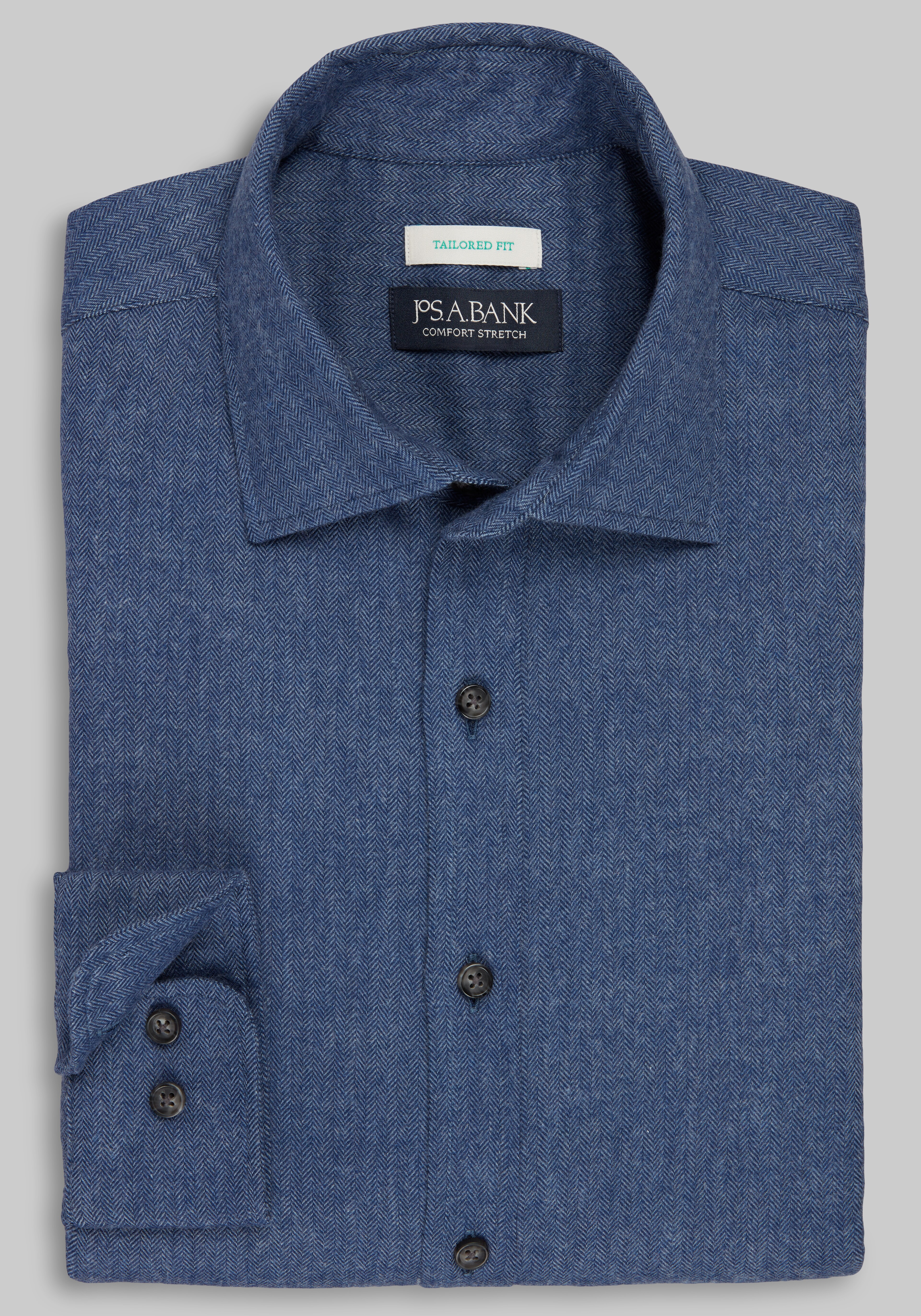 Jos. A. Bank Tailored Fit Herringbone Flannel Sportshirt CLEARANCE
