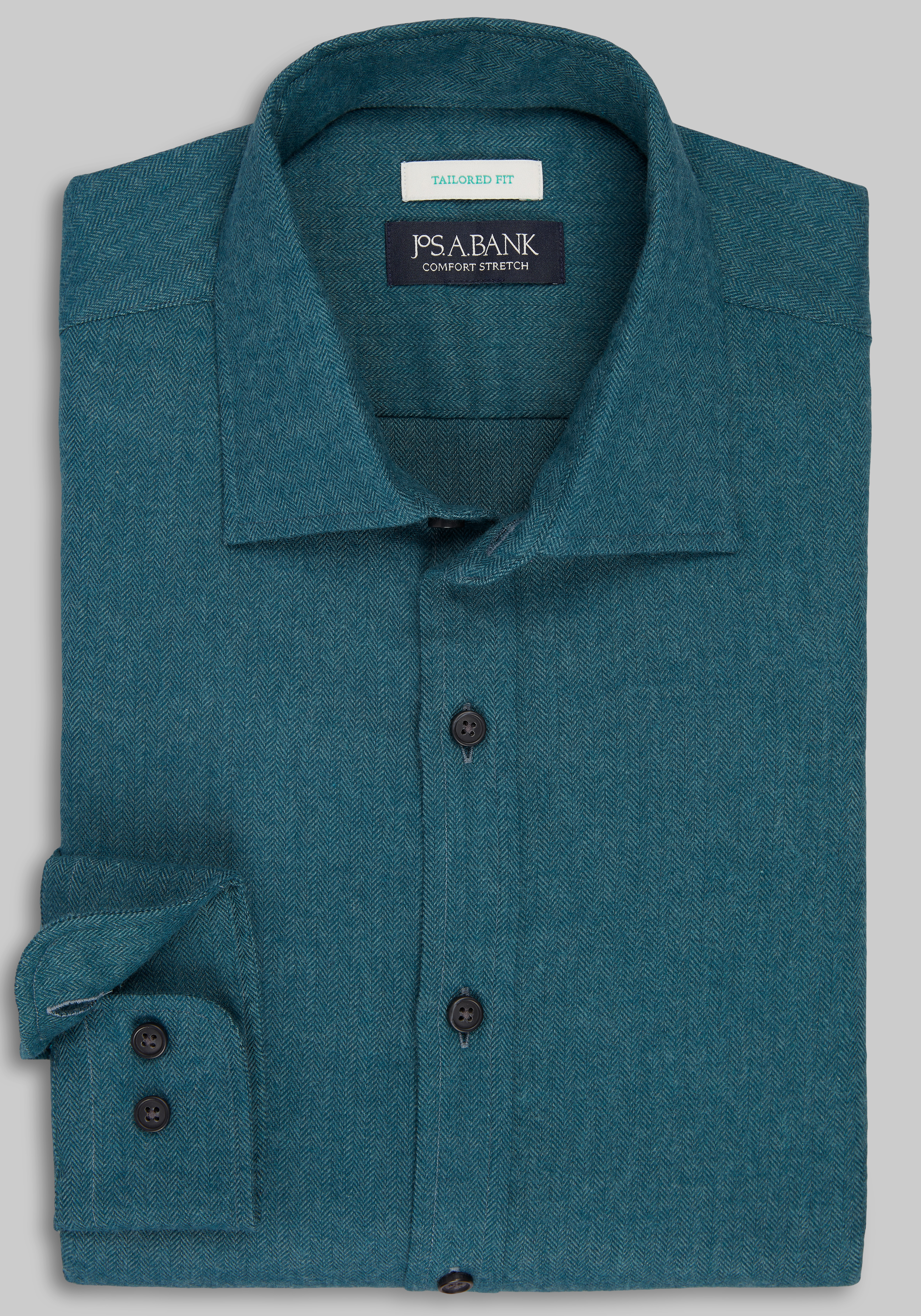 Jos. A. Bank Tailored Fit Herringbone Flannel Sportshirt CLEARANCE