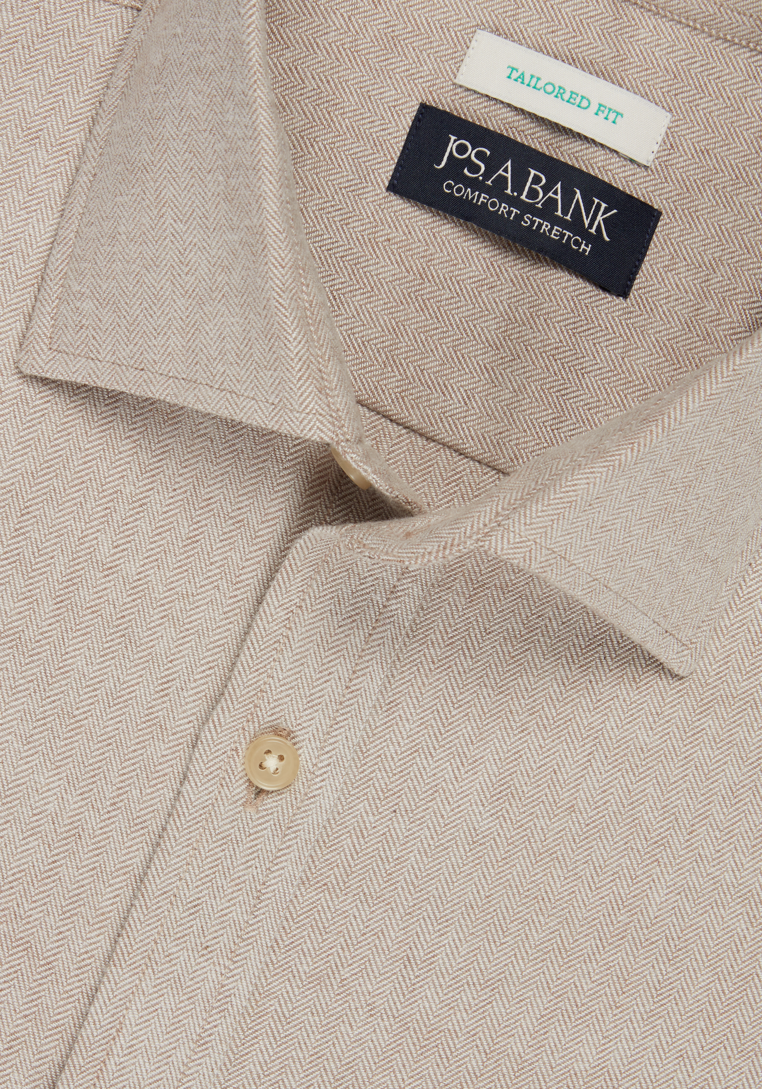 Jos. A Bank Tailored Fit Herringbone Spread Collar Flannel Sportshirt CLEARANCE