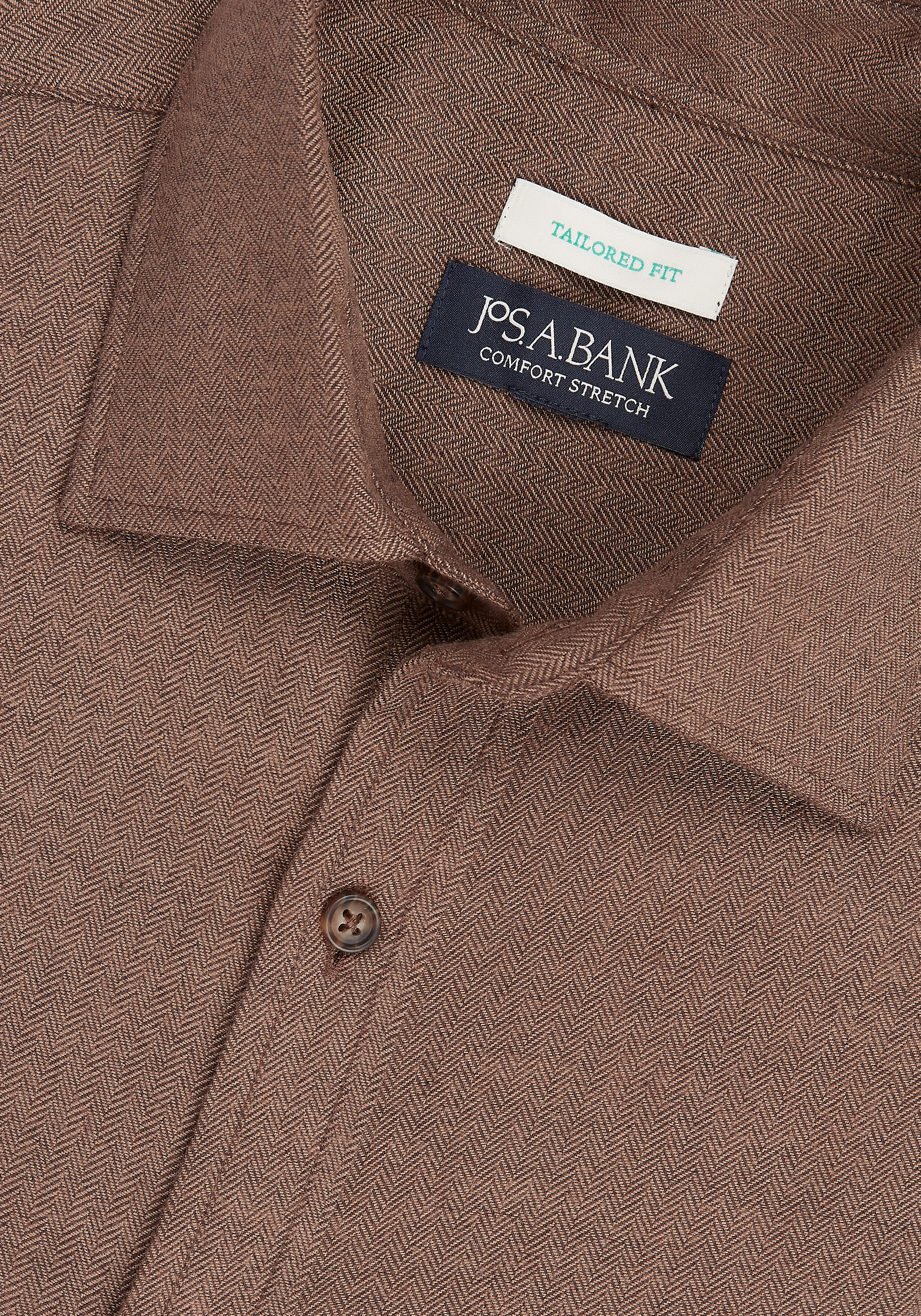 Jos. A Bank Tailored Fit Herringbone Spread Collar Flannel Sportshirt