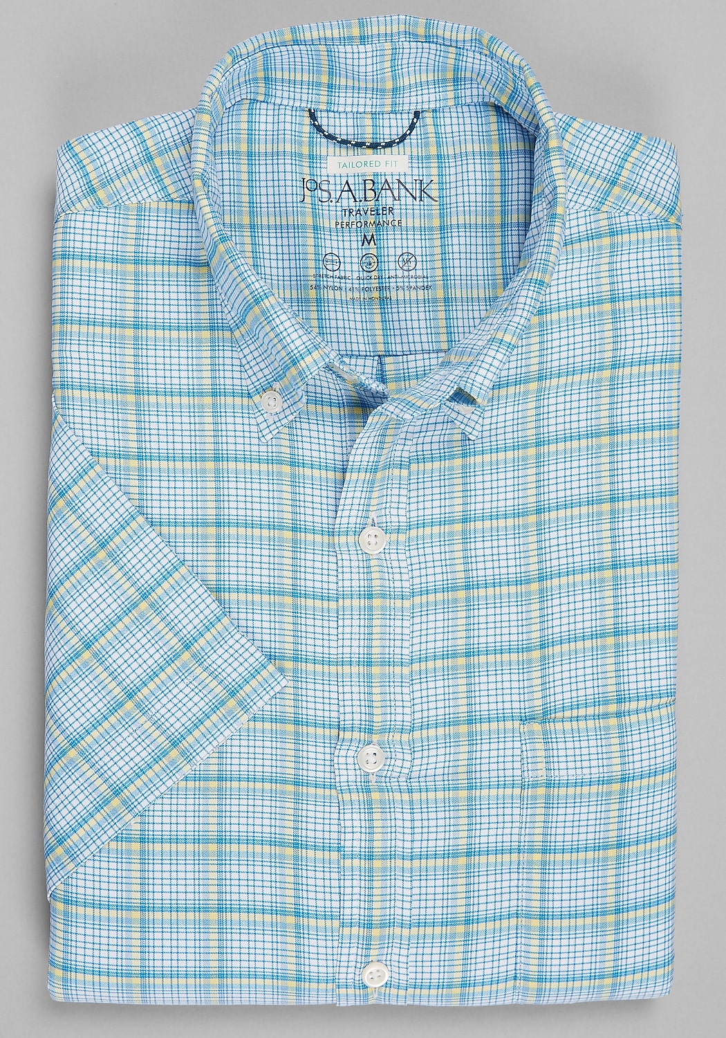 Traveler&reg; Collection Tailored Fit Geo Plaid Sportshirt