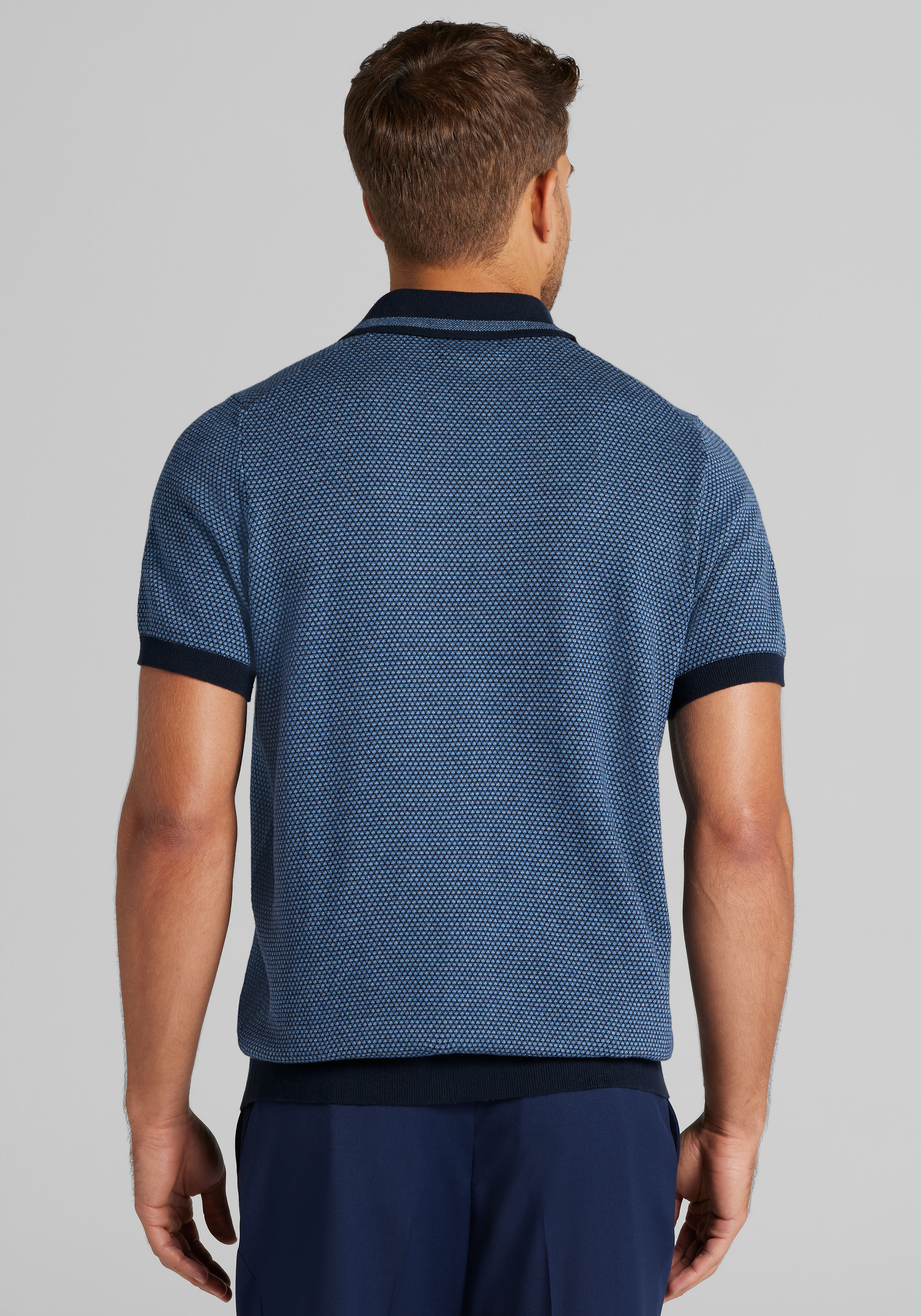 Jos. A. Bank Tailored Fit Jacquard Johnny Polo Sweater - Big & Tall CLEARANCE