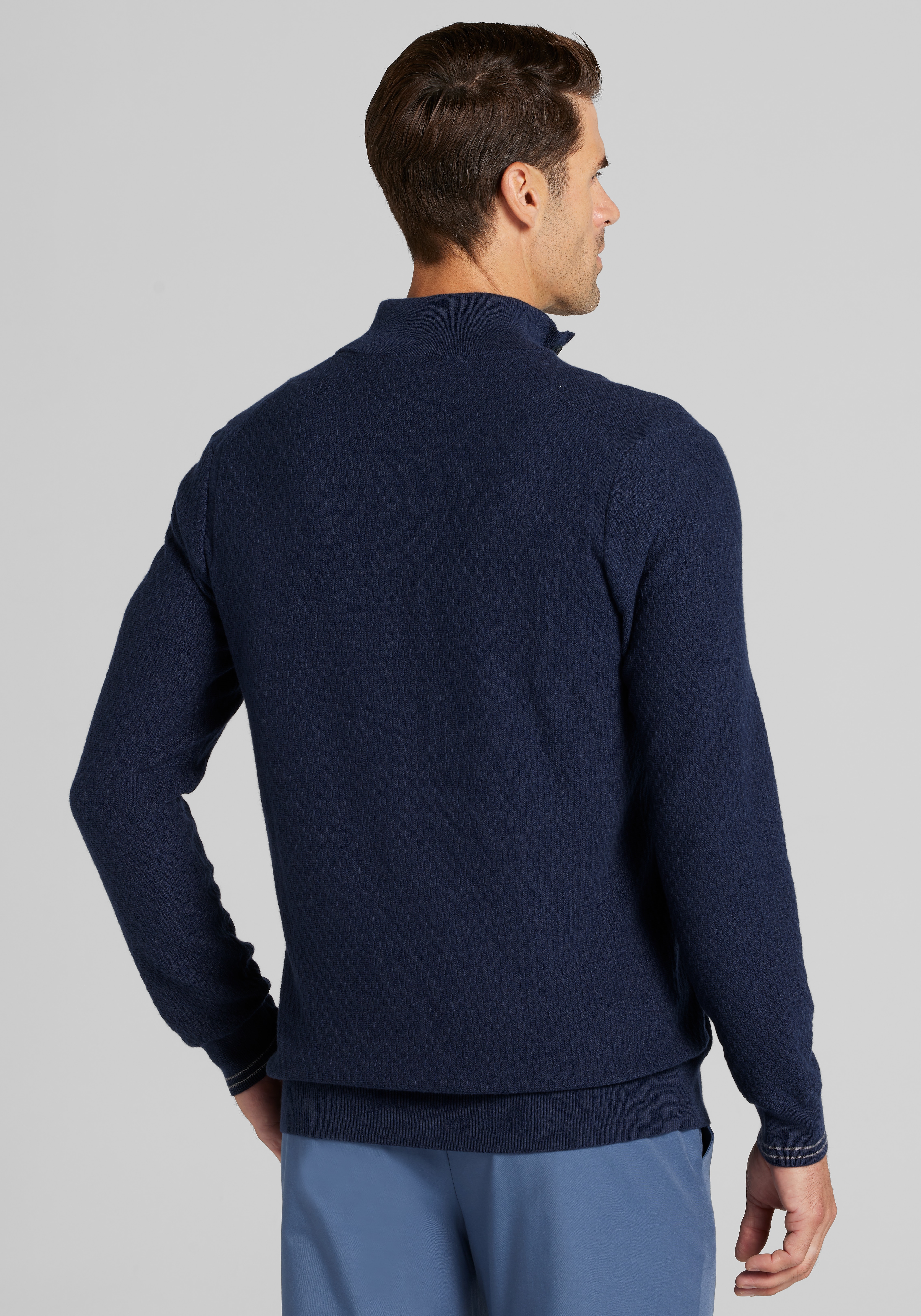 Jos. A. Bank Tailored Fit Textured Button Mock Neck Sweater - Big & Tall CLEARANCE