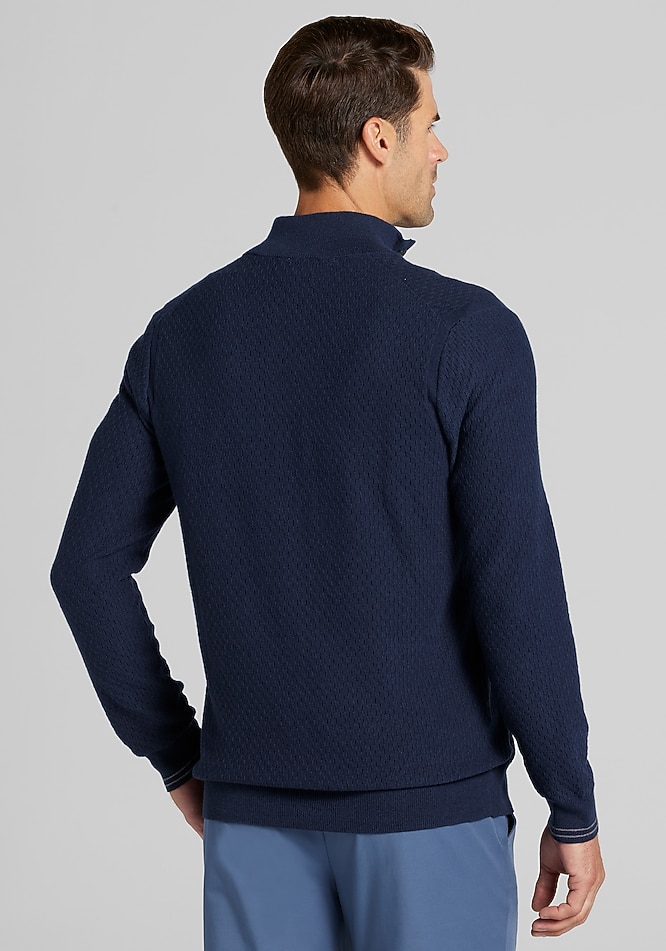 Jos. A. Bank Tailored Fit Textured Button Mock Neck Sweater