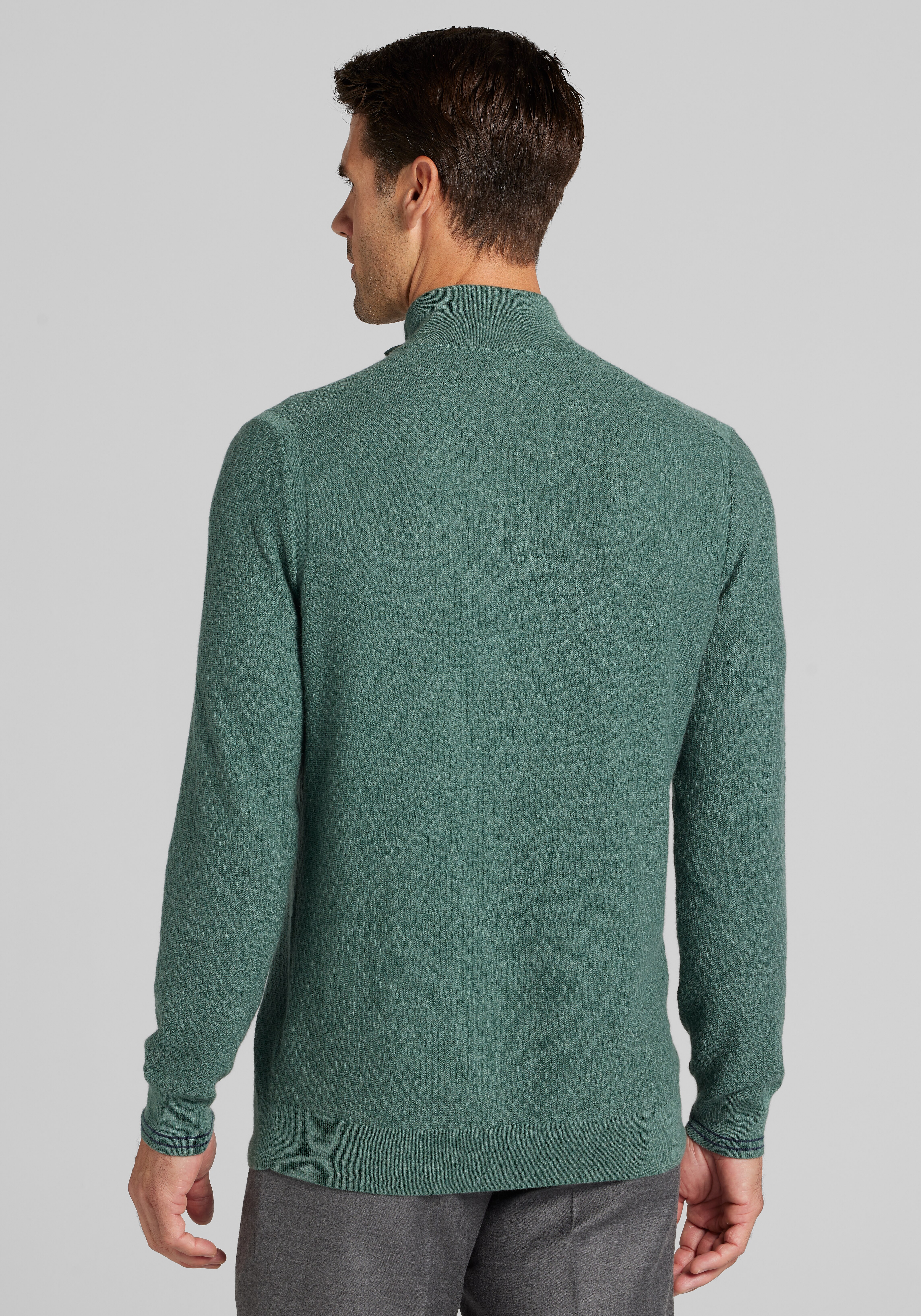 Jos. A. Bank Tailored Fit Textured Button Mock Neck Sweater CLEARANCE