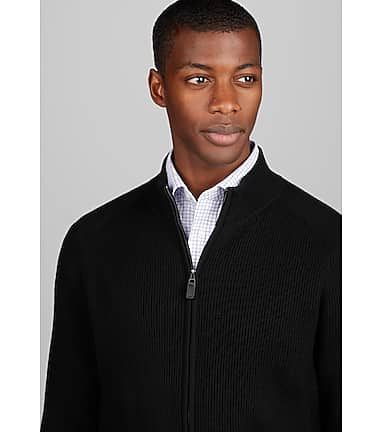 Mens black hot sale zip cardigan