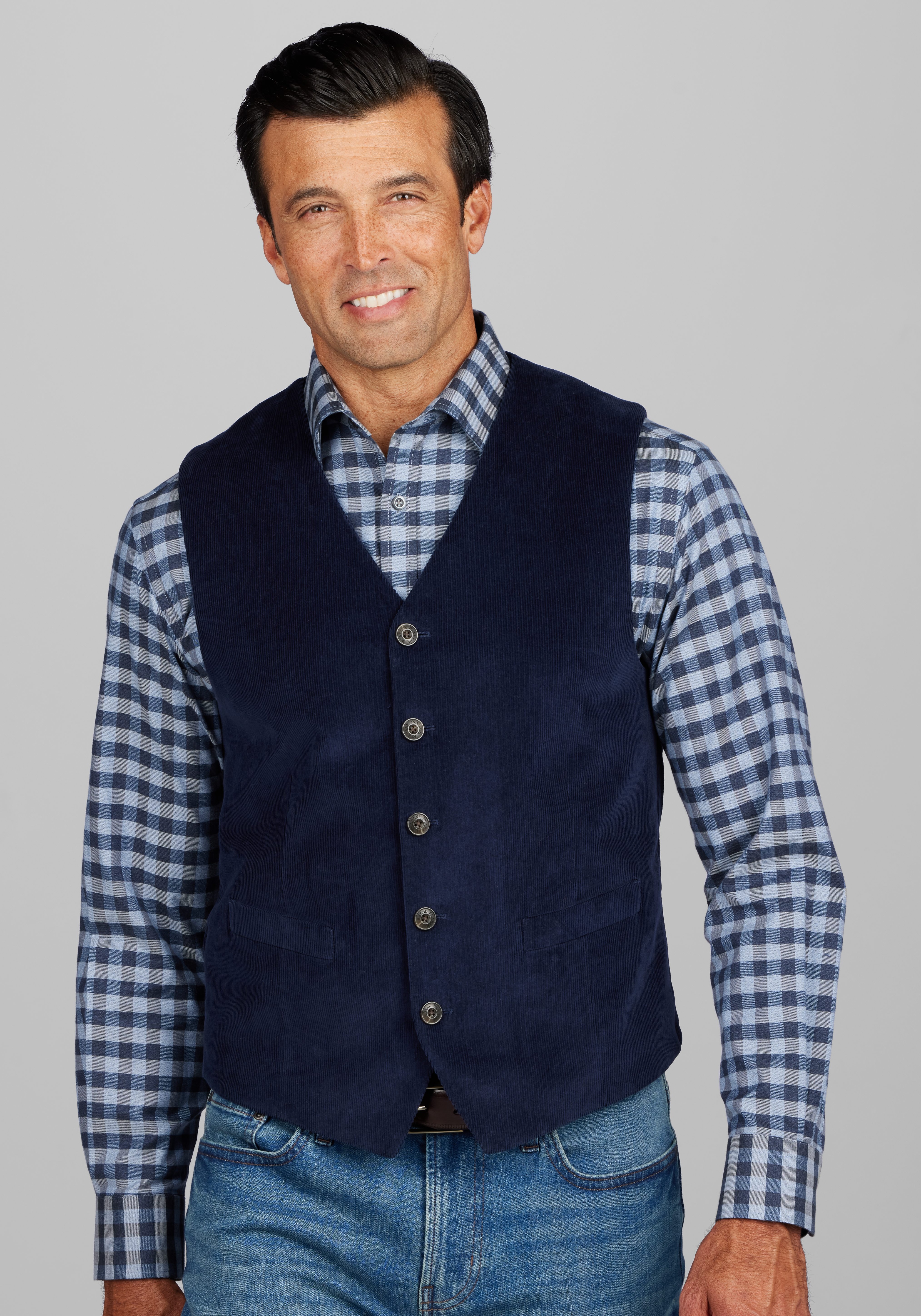 4 Colour 】New Men's V-neck Knitted Vest Business Plaid Pattern Sweater Vest  for Men