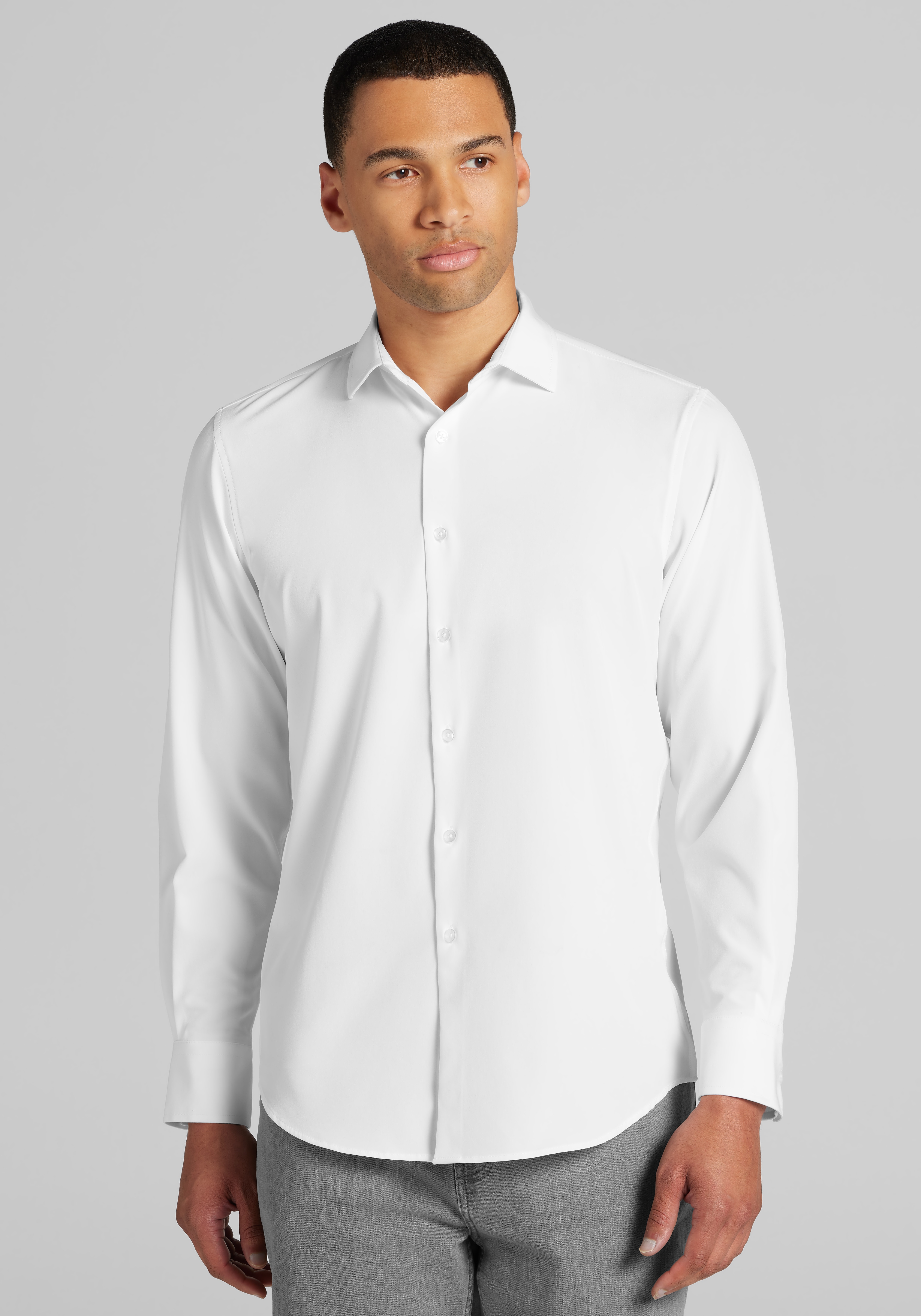 Men's Casual Tops, Traveler&reg; COOL<i>MOTION</i> Tailored Fit 4 Way Stretch Long Sleeve Button Up Shirt - Jos A Bank