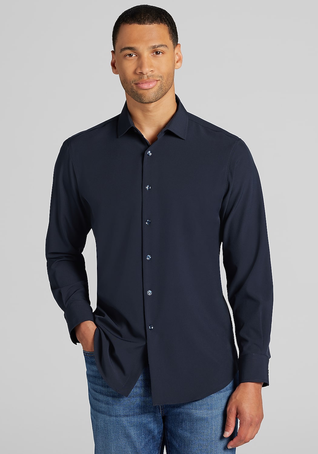 Traveler&reg; COOL<i>MOTION</i> Tailored Fit 4 Way Stretch Long Sleeve Button Up Shirt