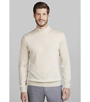 Mens merino wool on sale mock turtleneck sweater