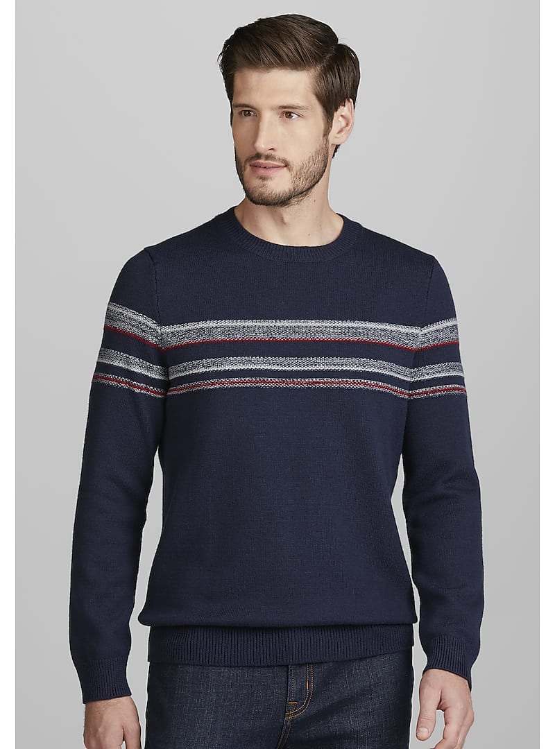 Jos. A. Bank Tailored Fit Stripe Crew Neck Sweater CLEARANCE - All ...