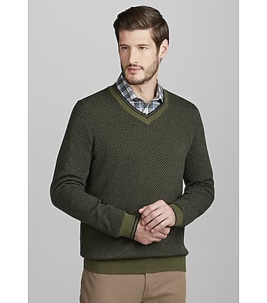 Jos. A. Bank Tailored Fit Jacquard V Neck Sweater Big Tall CLEARANCE