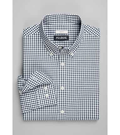 Jos. A. Bank Slim Fit Button Down Collar Gingham Sportshirt Jos