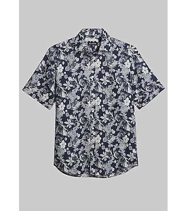 Jos. A. Bank Tailored Fit Linen Blend Short Sleeve Sportshirt CLEARANCE