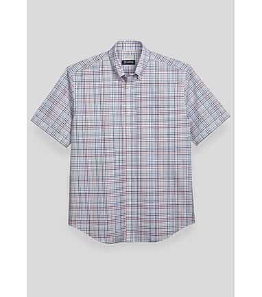Jos. A. Bank Traditional Fit Button Down Collar Plaid Short Sleeve