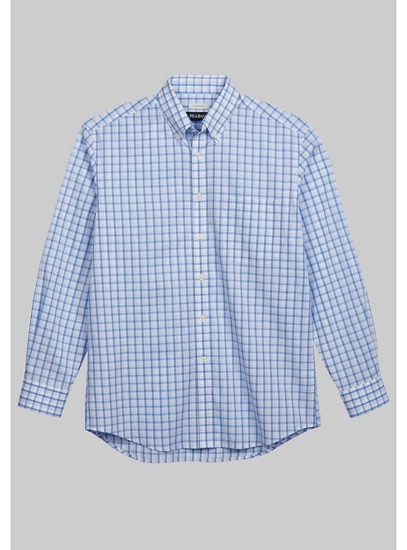 Jos. A. Bank Tailored Fit Button-Down Collar Tonal Grid Sportshirt ...
