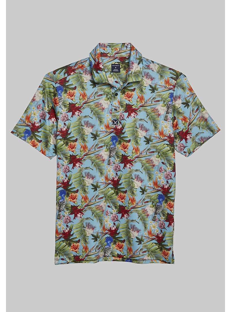 Con.Struct Tailored Fit Tropical Bird Print Polo - Big & Tall - New ...