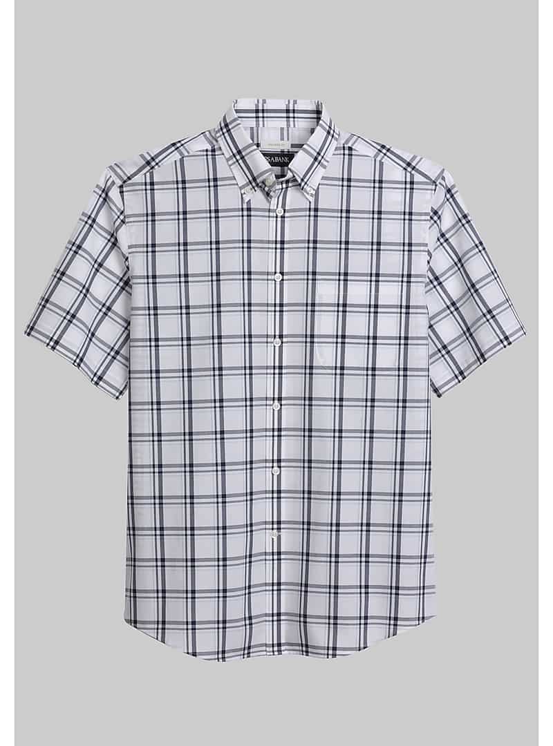 Jos. A. Bank Tailored Fit Large Plaid Short Sleeve Sportshirt - Jos. A ...