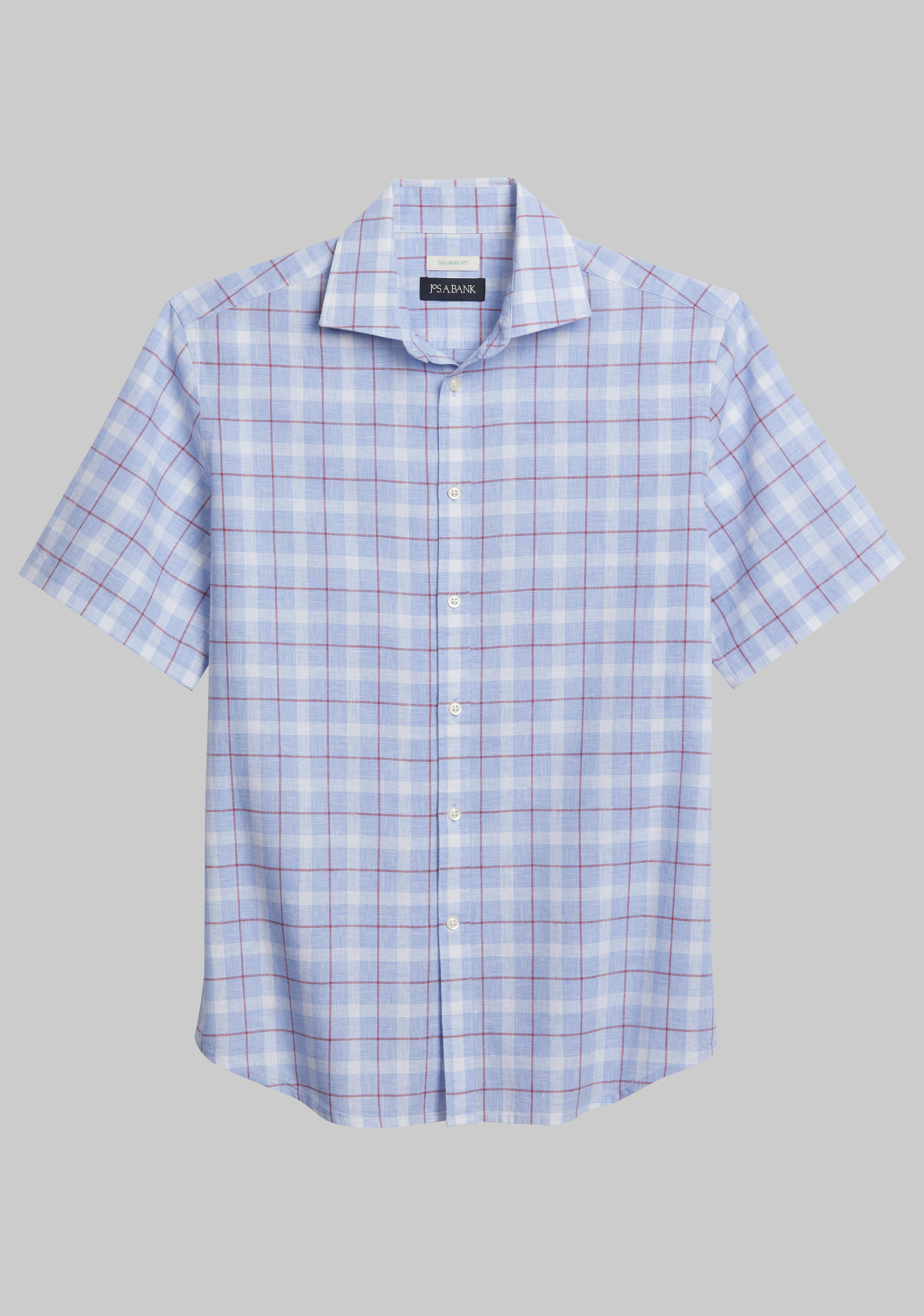 Mens Plaid Shirt Designer Short Sleeve Engineered Stripe Stretch Button Up  Dress