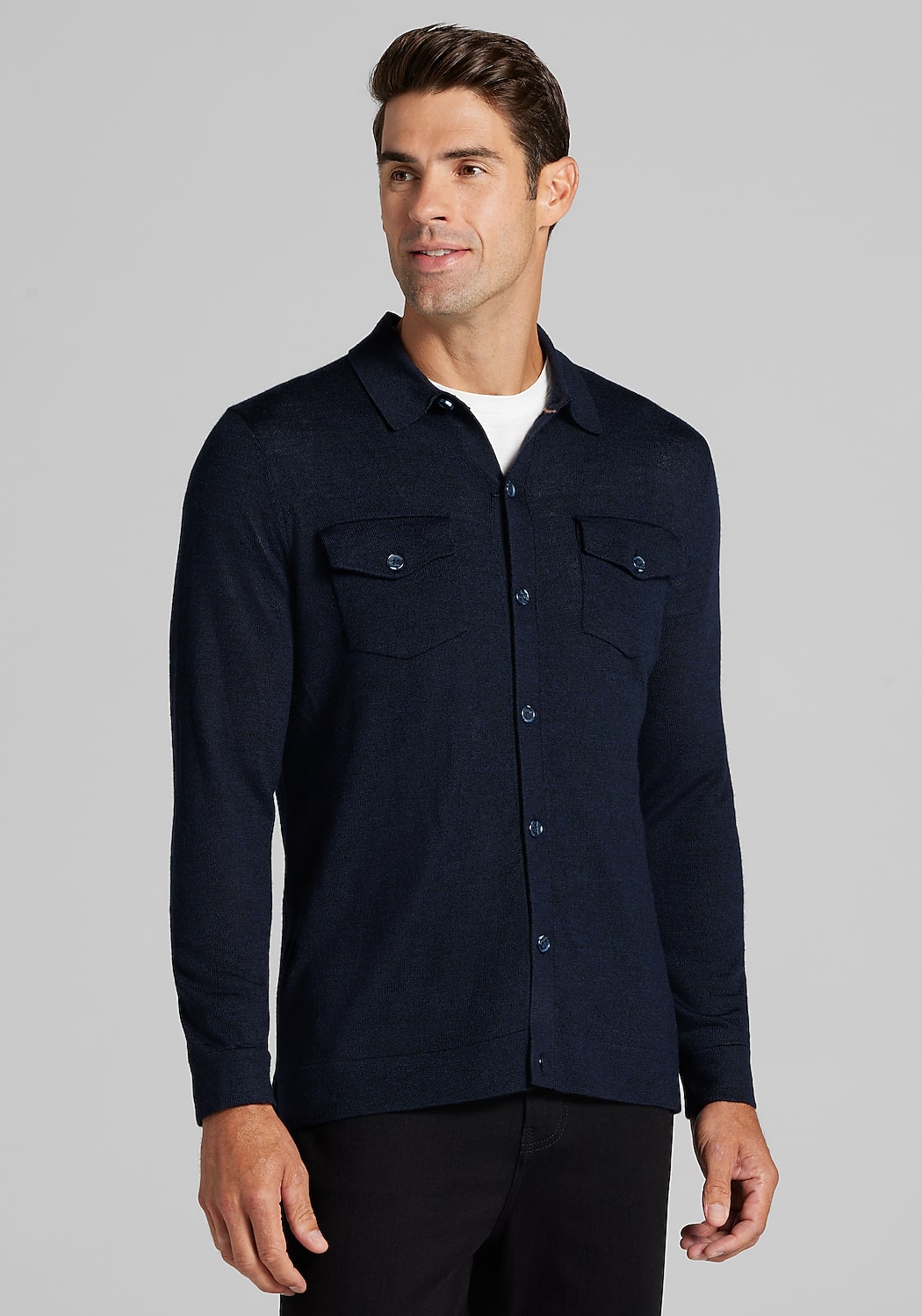 Jos. A. Bank Tailored Fit Merino Wool Blend Shirt Jacket - Big & Tall