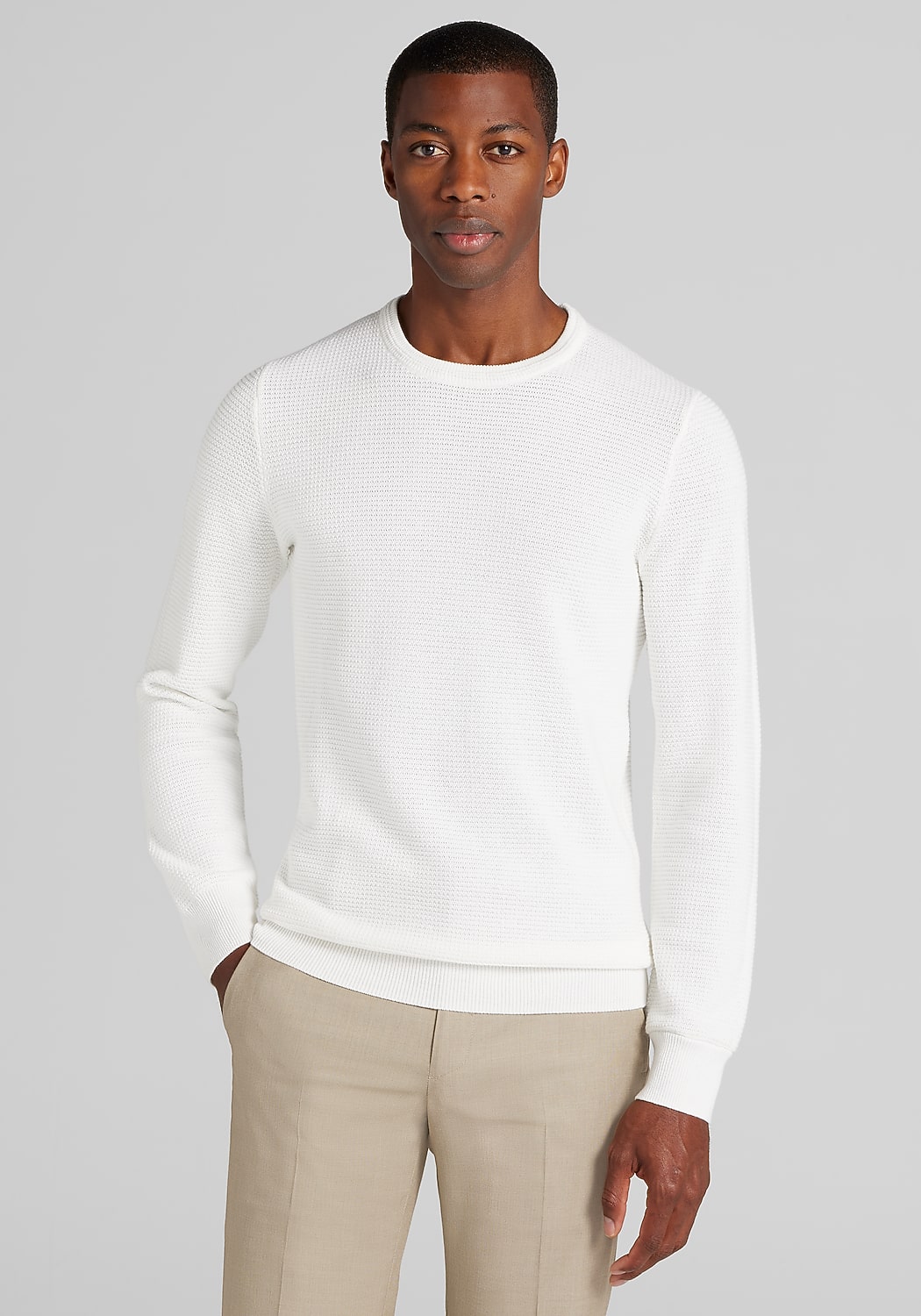 Tailored Fit Textured Crew Neck Sweater - Big & Tall