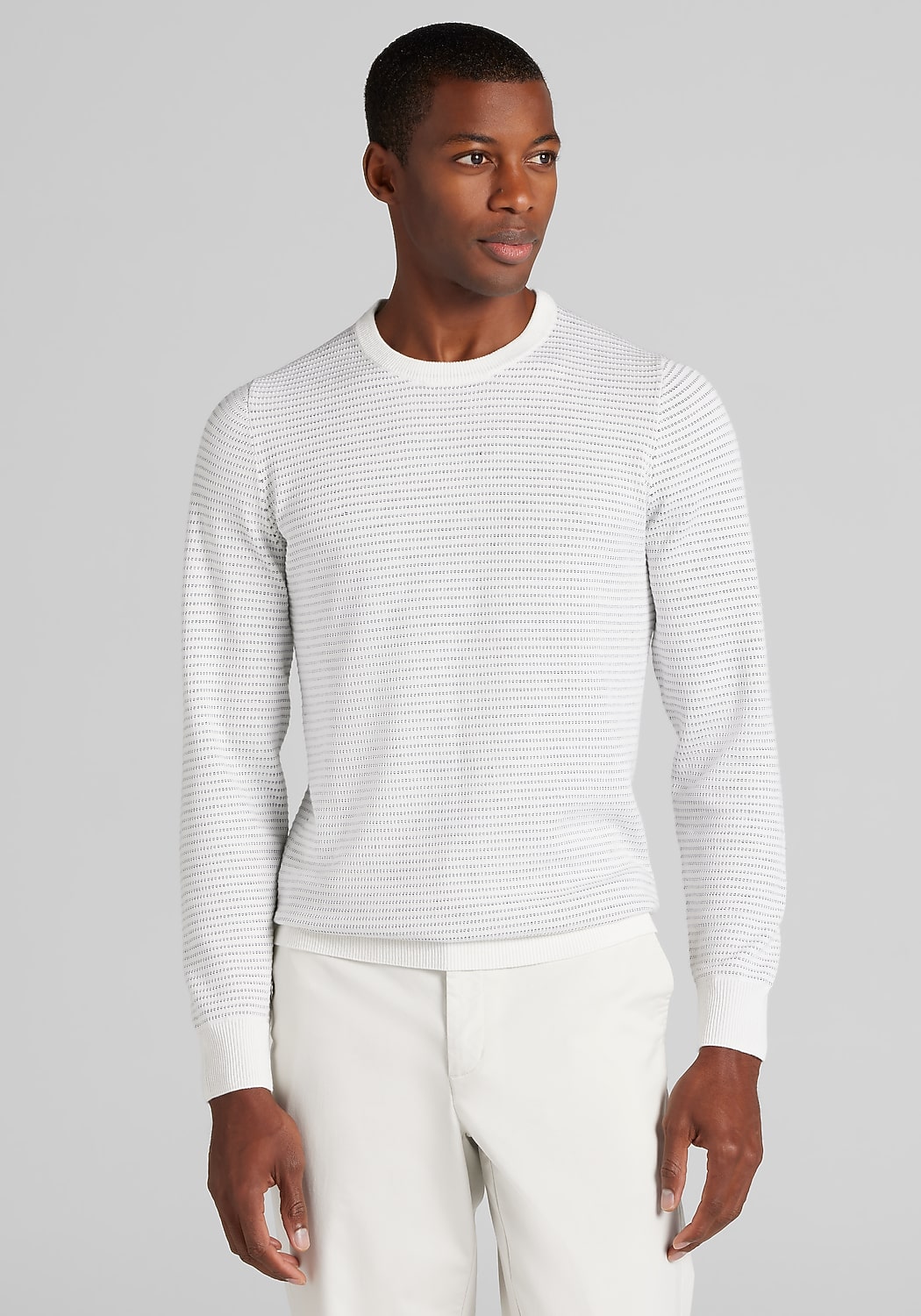 Jos. A. Bank Tailored Fit Textured Stripe Sweater - Big & Tall