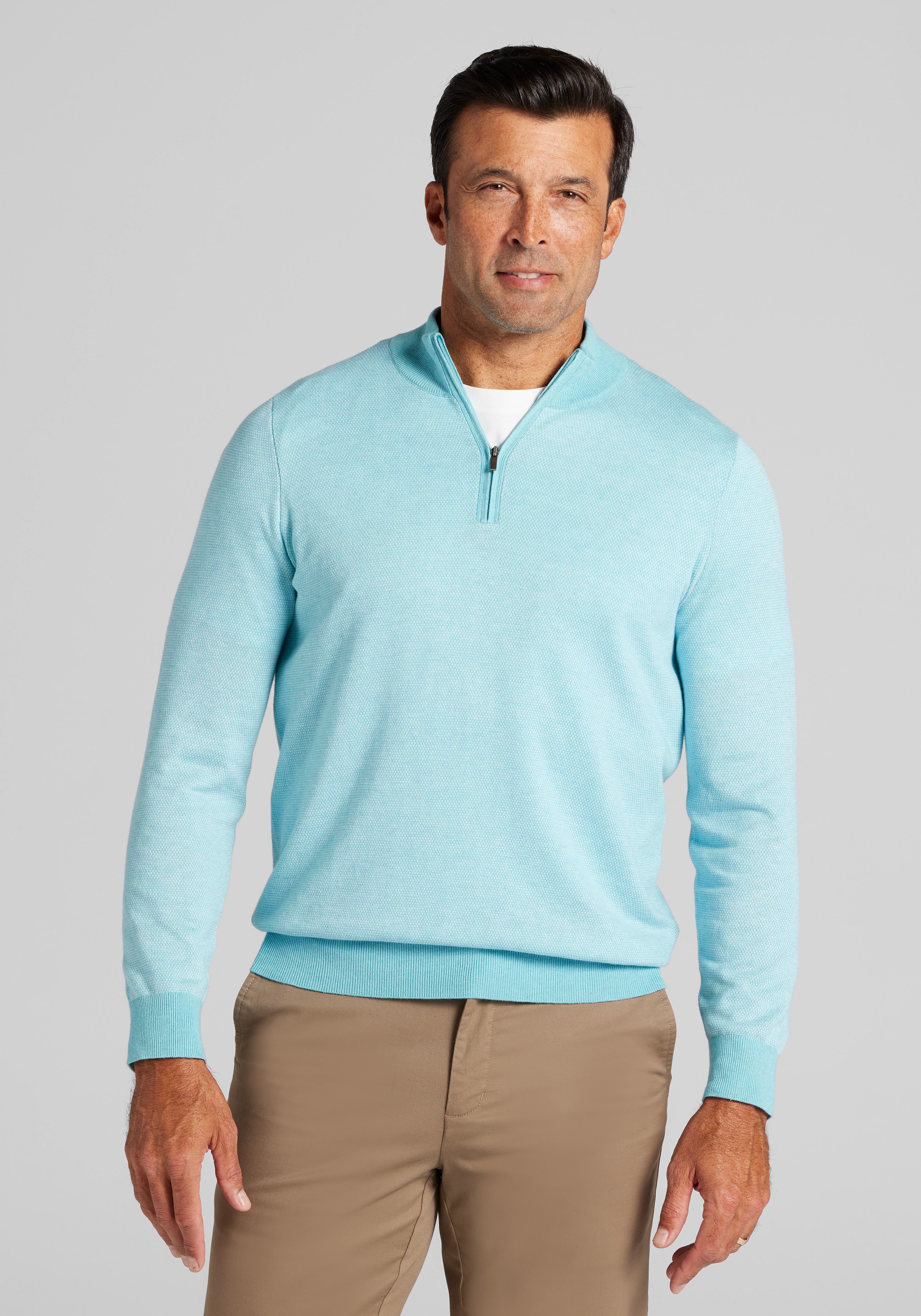 Men's Sweaters, Tailored Fit 1/4-Zip Sweater - Jos A Bank