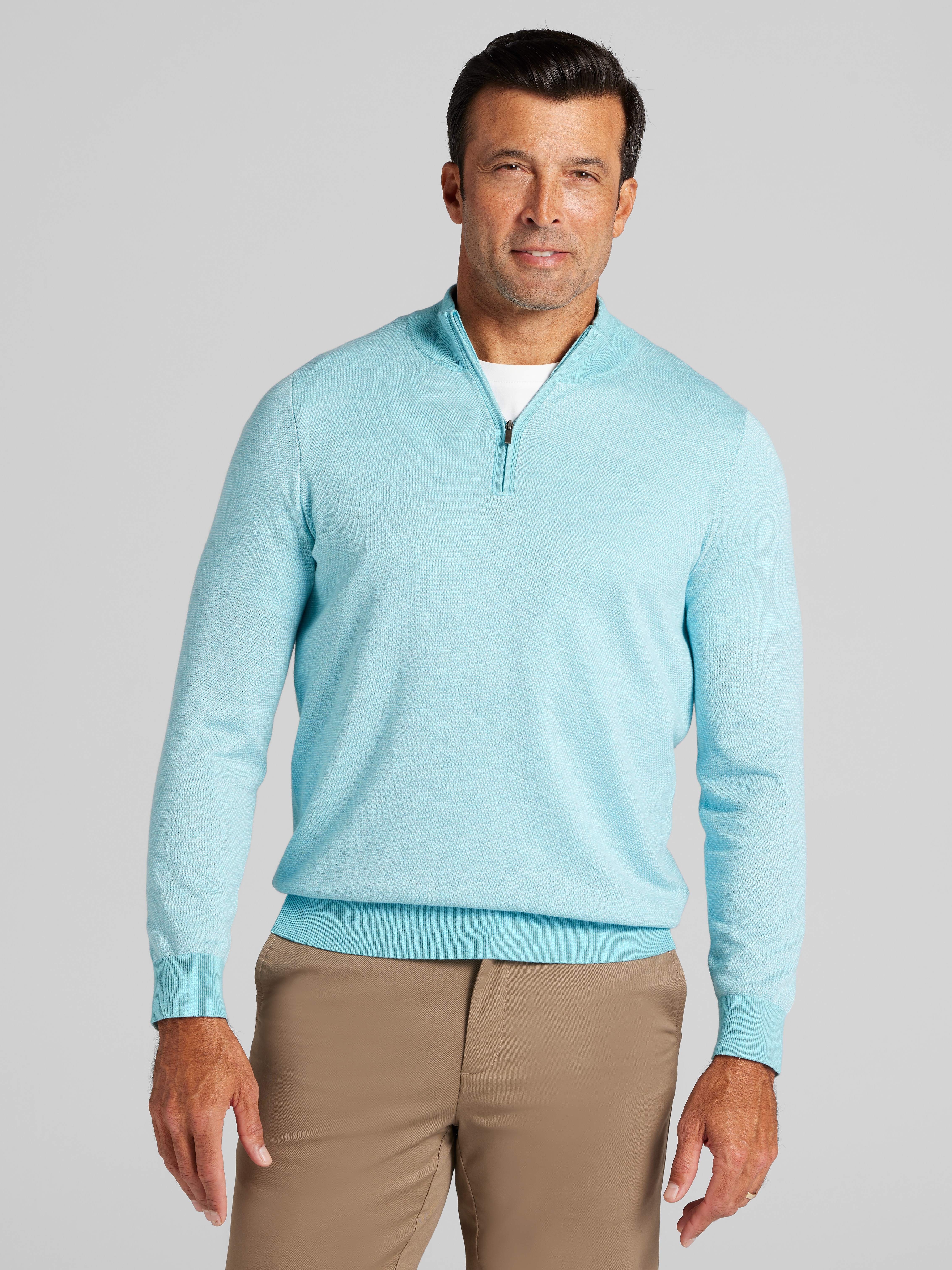 Men's Sweaters, Tailored Fit 1/4-Zip Sweater - Jos A Bank