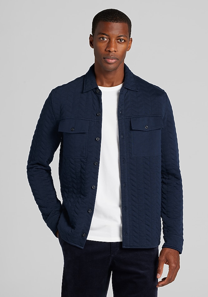 Jos. A. Bank Tailored Fit Quilted Jacquard Shirt Jacket CLEARANCE