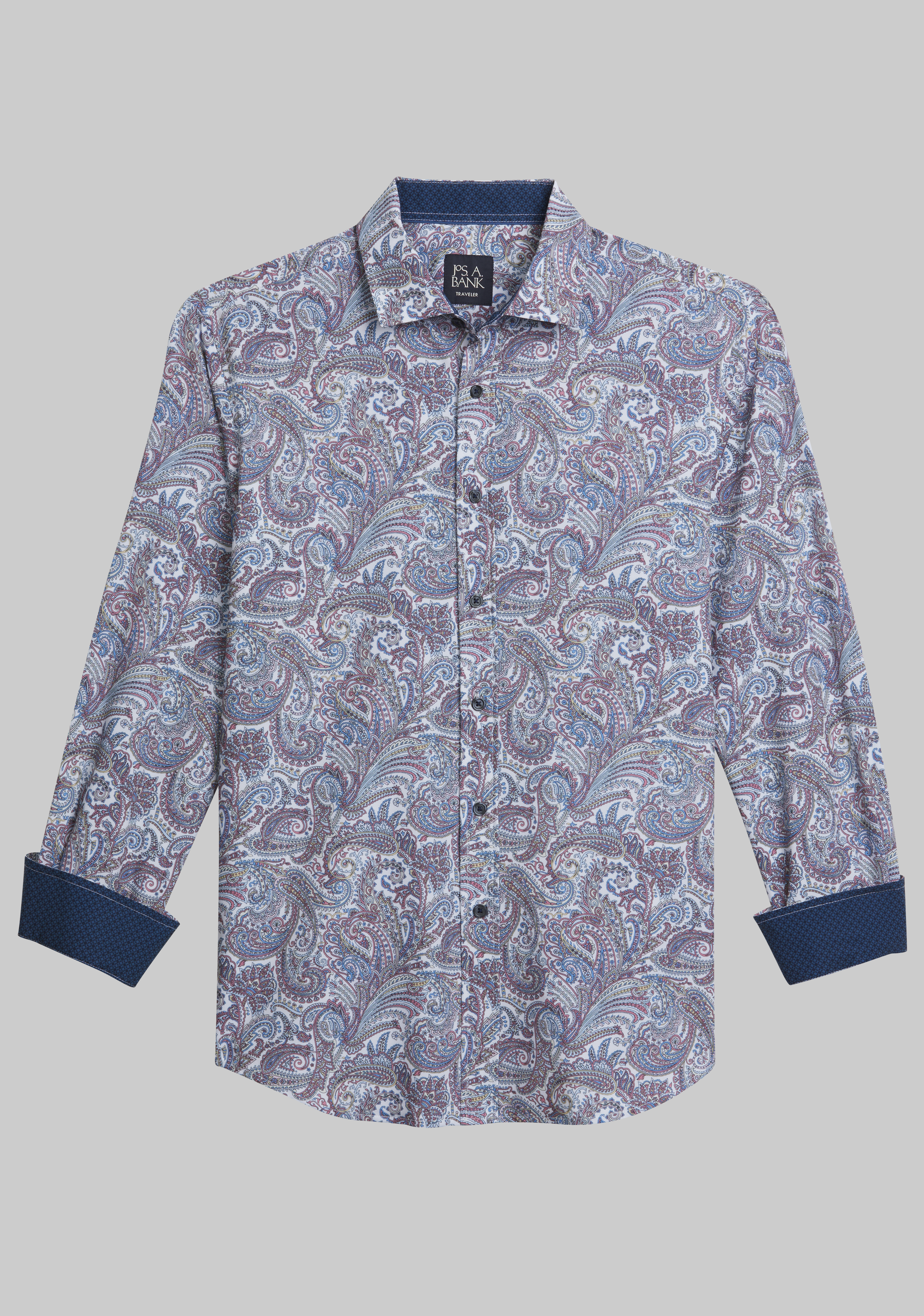 Men's Purple & Cream Floral Paisley Slim Shirt