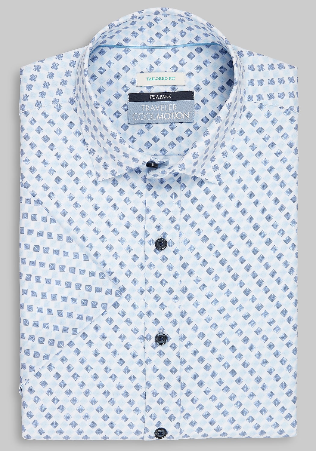 Traveler Collection Tailored Fit Diamond 4-Way Stretch Short Sleeve Sportshirt - Big & Tall