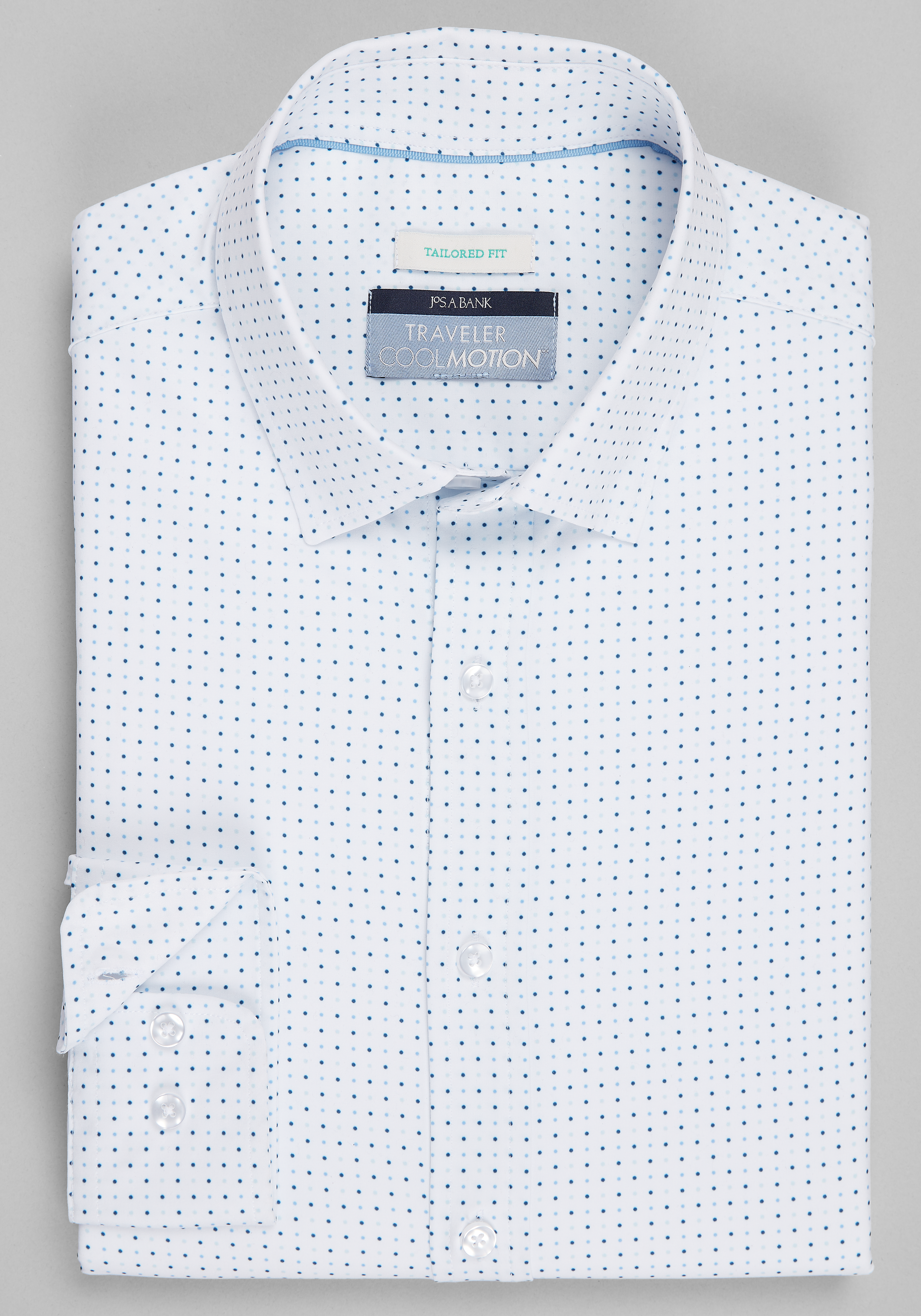 Men's CLEARANCE, Traveler&reg; Collection Tailored Fit Polka Dot 4-Way Stretch Sportshirt CLEARANCE - Jos A Bank