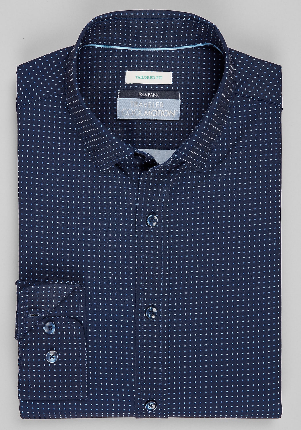 Traveler Collection Tailored Fit Polka Dot 4-Way Stretch Sportshirt