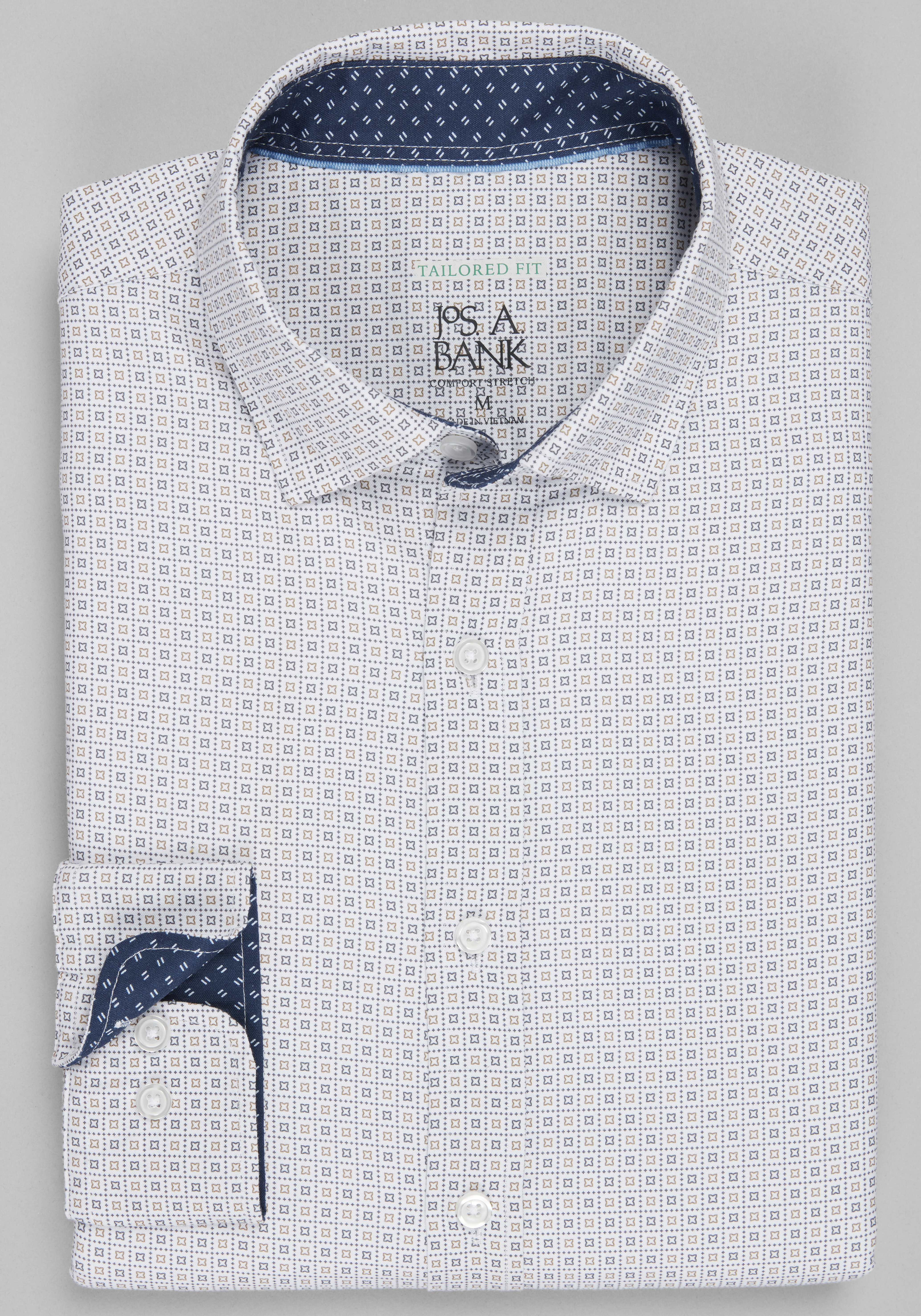 Men's Casual Tops, Traveler&reg; Collection Tailored Fit Box Dot Hybrid Sportshirt - Jos A Bank