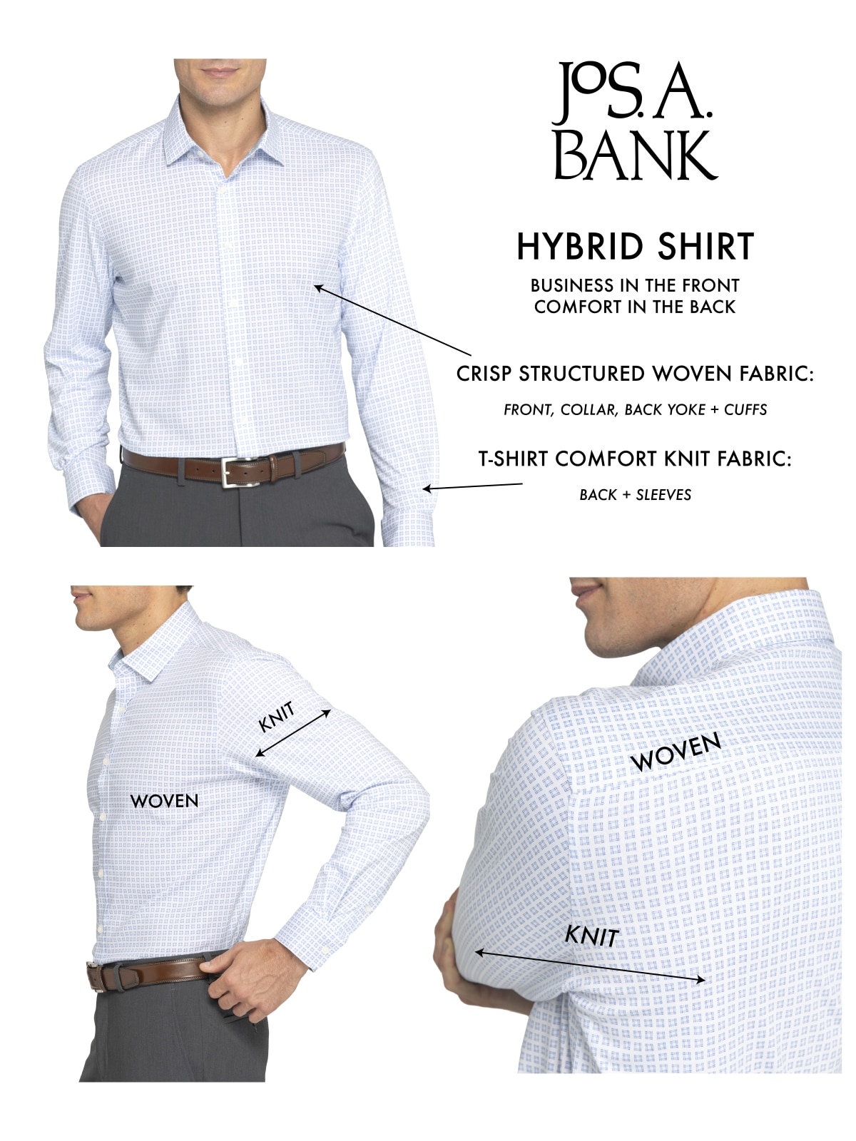 Jos. A. Bank Tailored Fit Crosshatch Hybrid Sportshirt- Big & Tall CLEARANCE