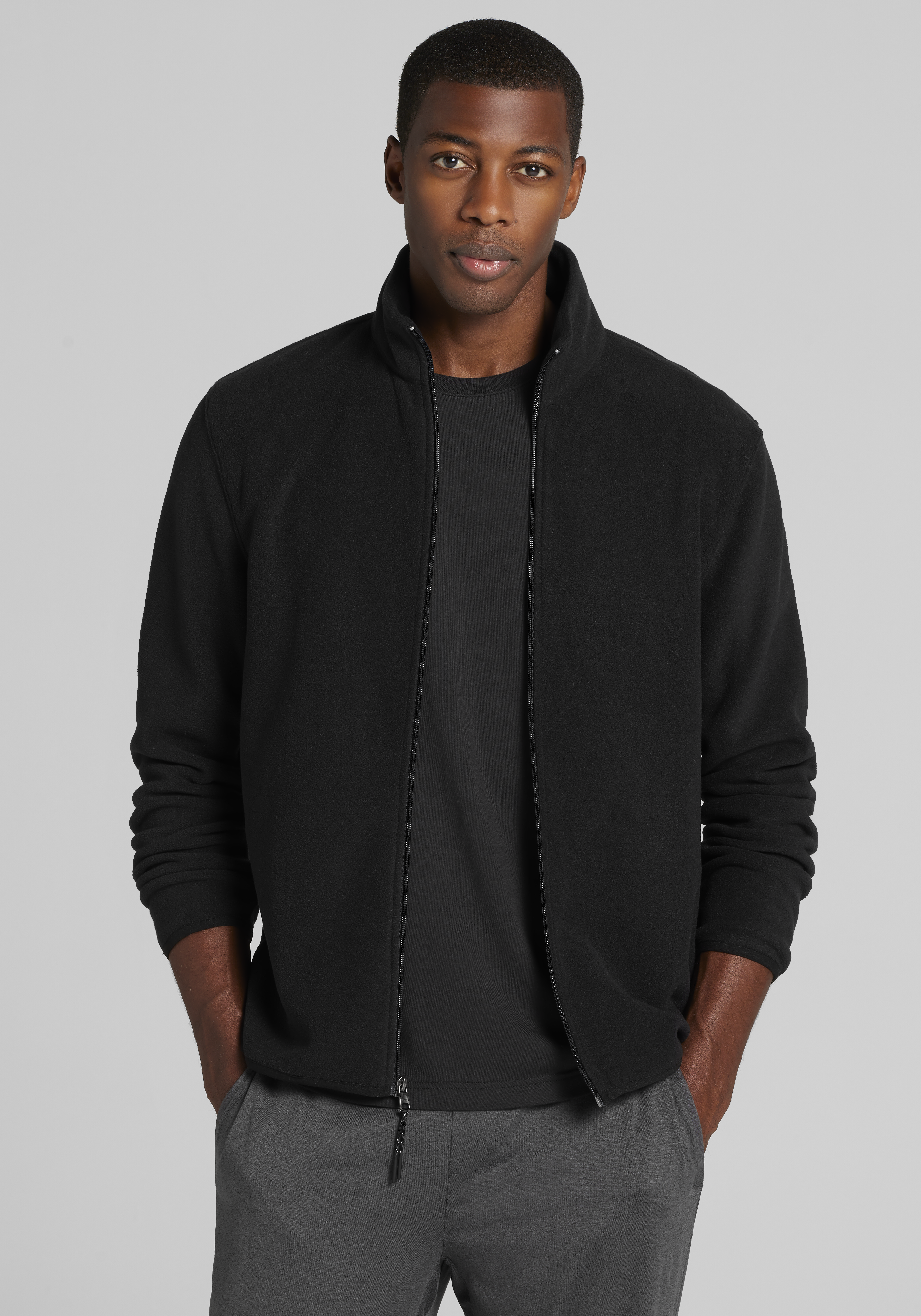 Men's New!, Traveler&reg; COOL<i>MOTION</i> Tailored Fit Full Zip Fleece Jacket - Jos A Bank