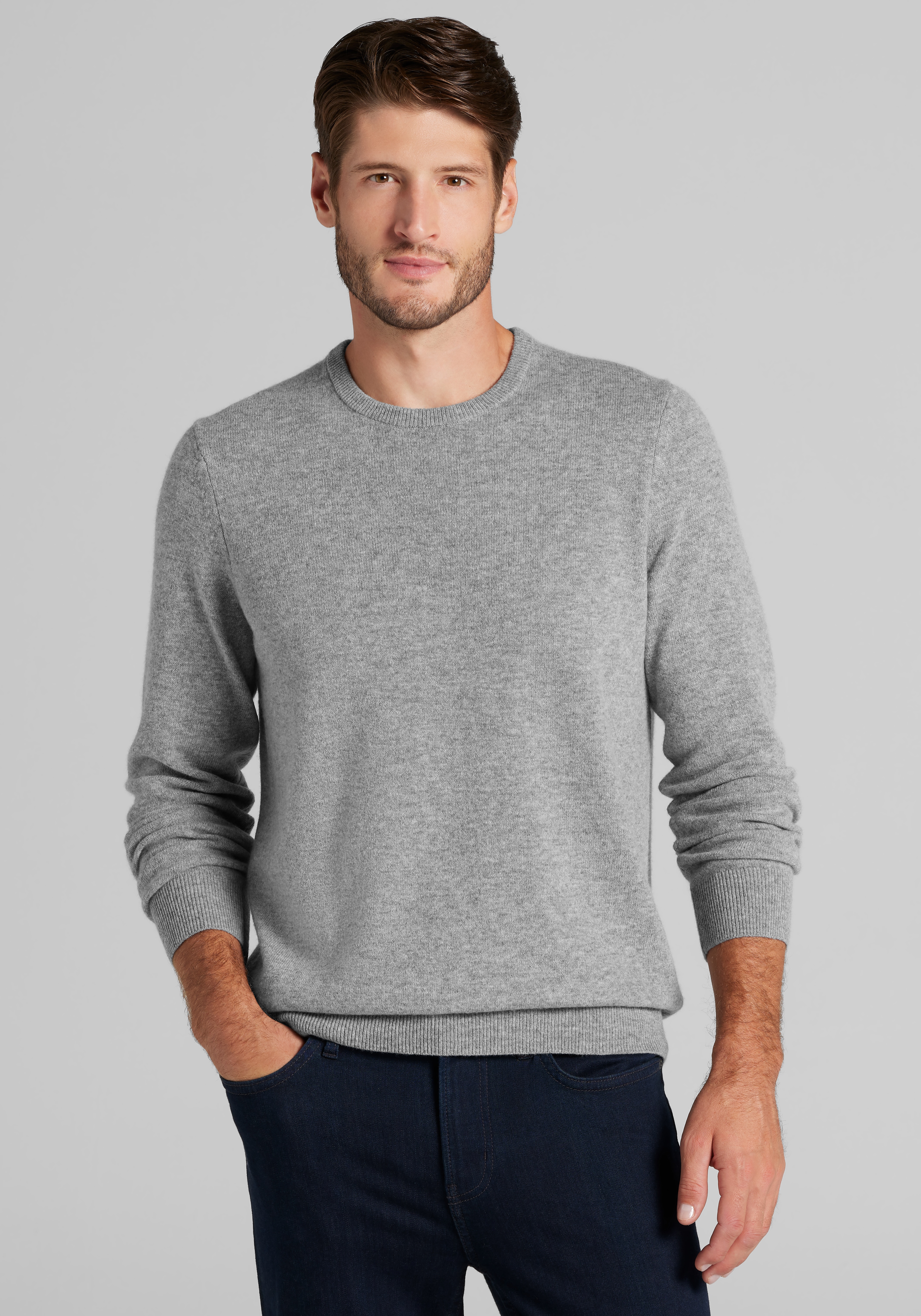 Men's Sweaters, Jos. A. Bank Tailored Fit Wool-Cashmere Crew Neck Sweater - Jos A Bank