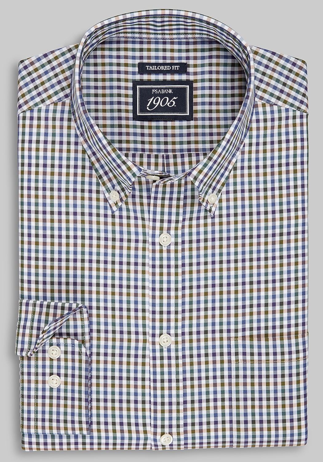 1905 Collection Tailored Fit Small Check Comfort Stretch Sportshirt