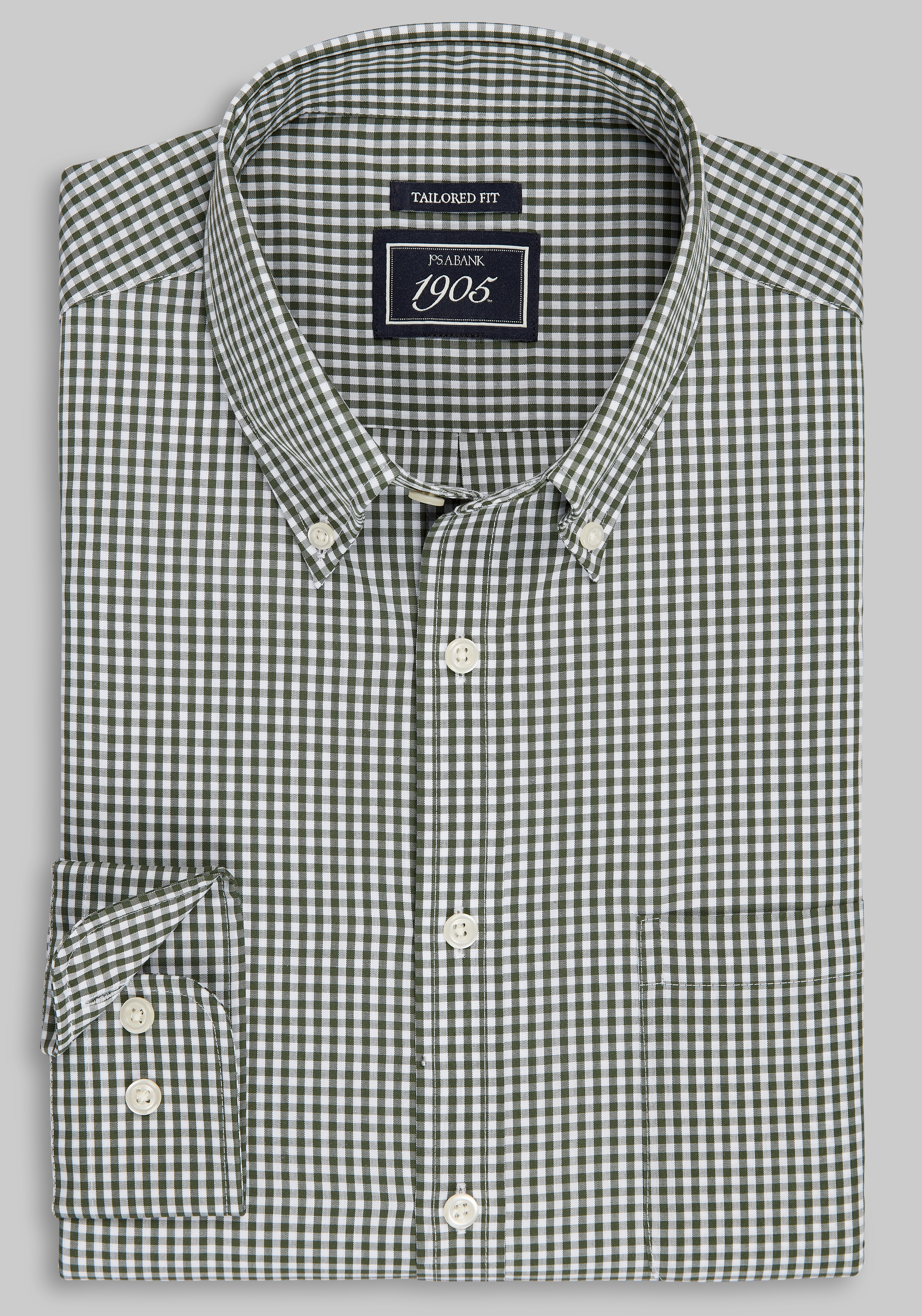 Men's Casual Tops, 1905 Collection Tailored Fit Mini Check Comfort Stretch Sportshirt - Jos A Bank