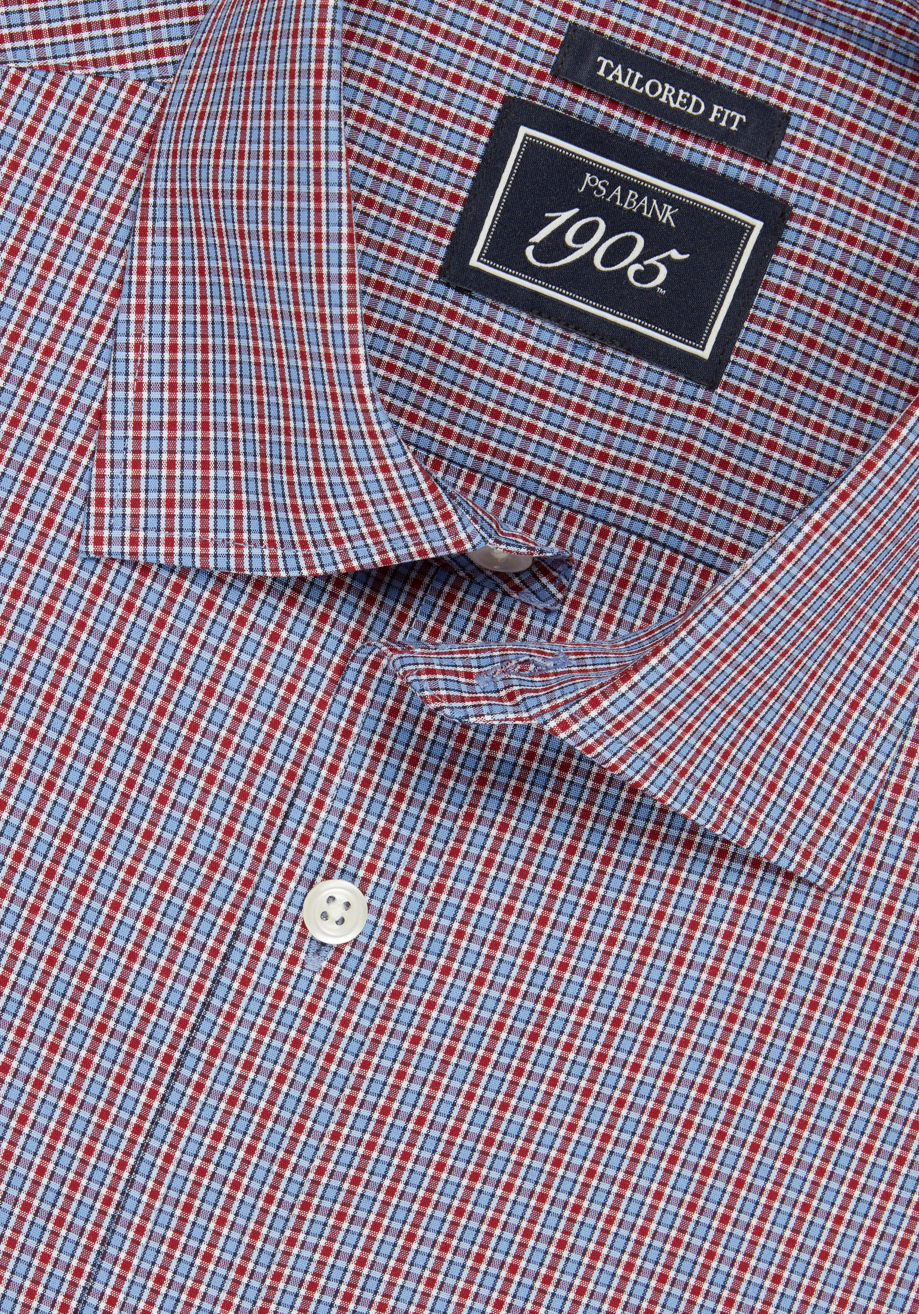 1905 Collection Tailored Fit Small Railroad Check Comfort Stretch Sportshirt - Big & Tall CLEARANCE