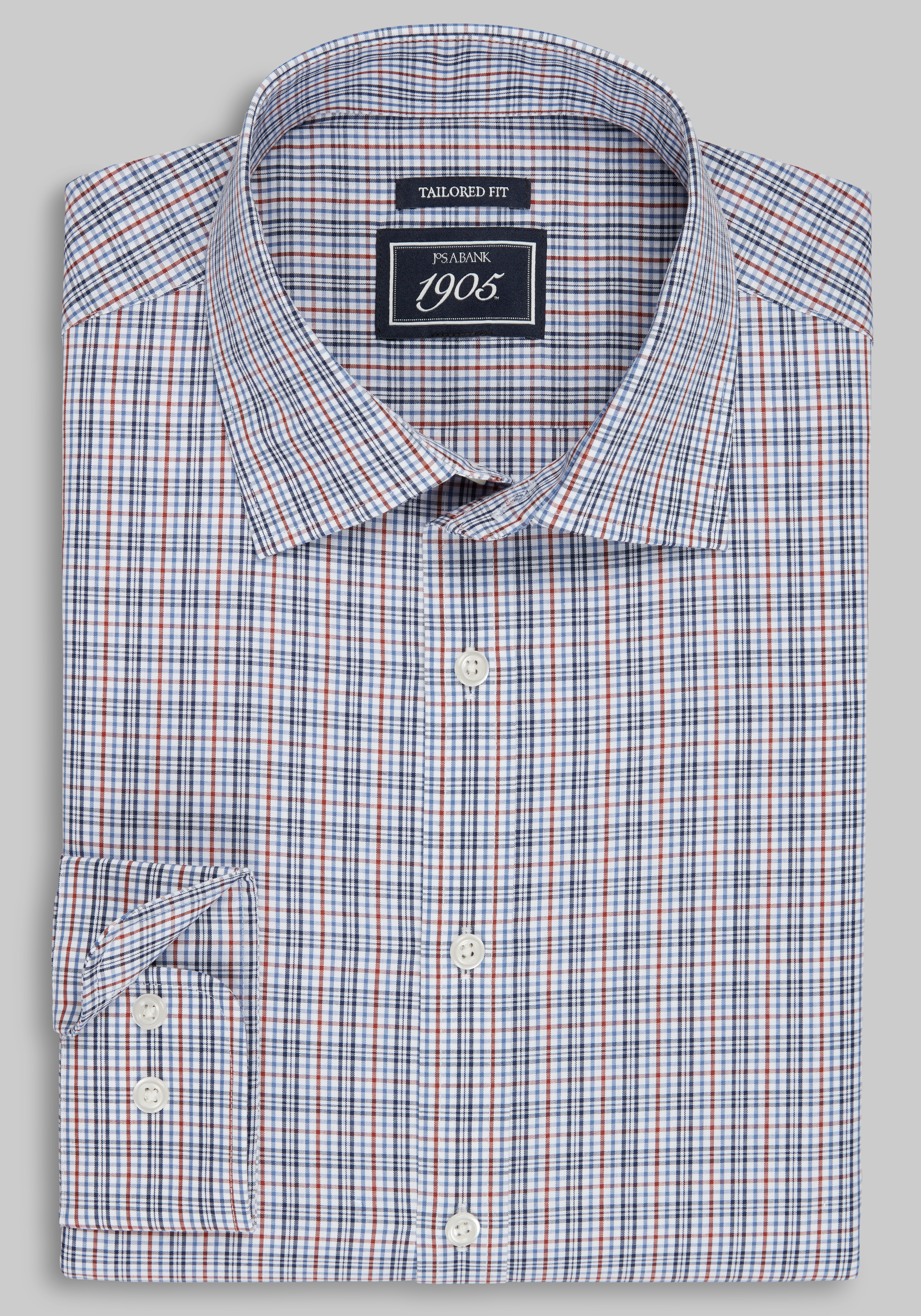 Men's FLYOUT_COLLECTION, 1905 Collection Tailored Fit Grid Check Comfort Stretch Sportshirt - Big & Tall - Jos A Bank