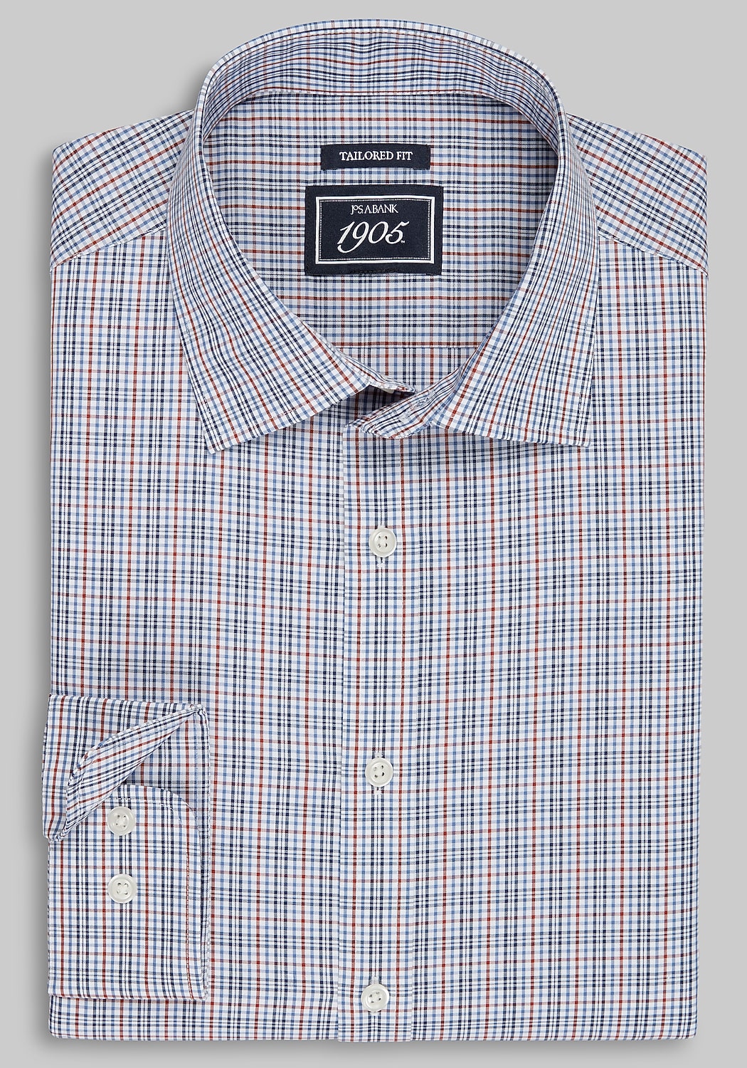 1905 Collection Tailored Fit Grid Check Comfort Stretch Sportshirt