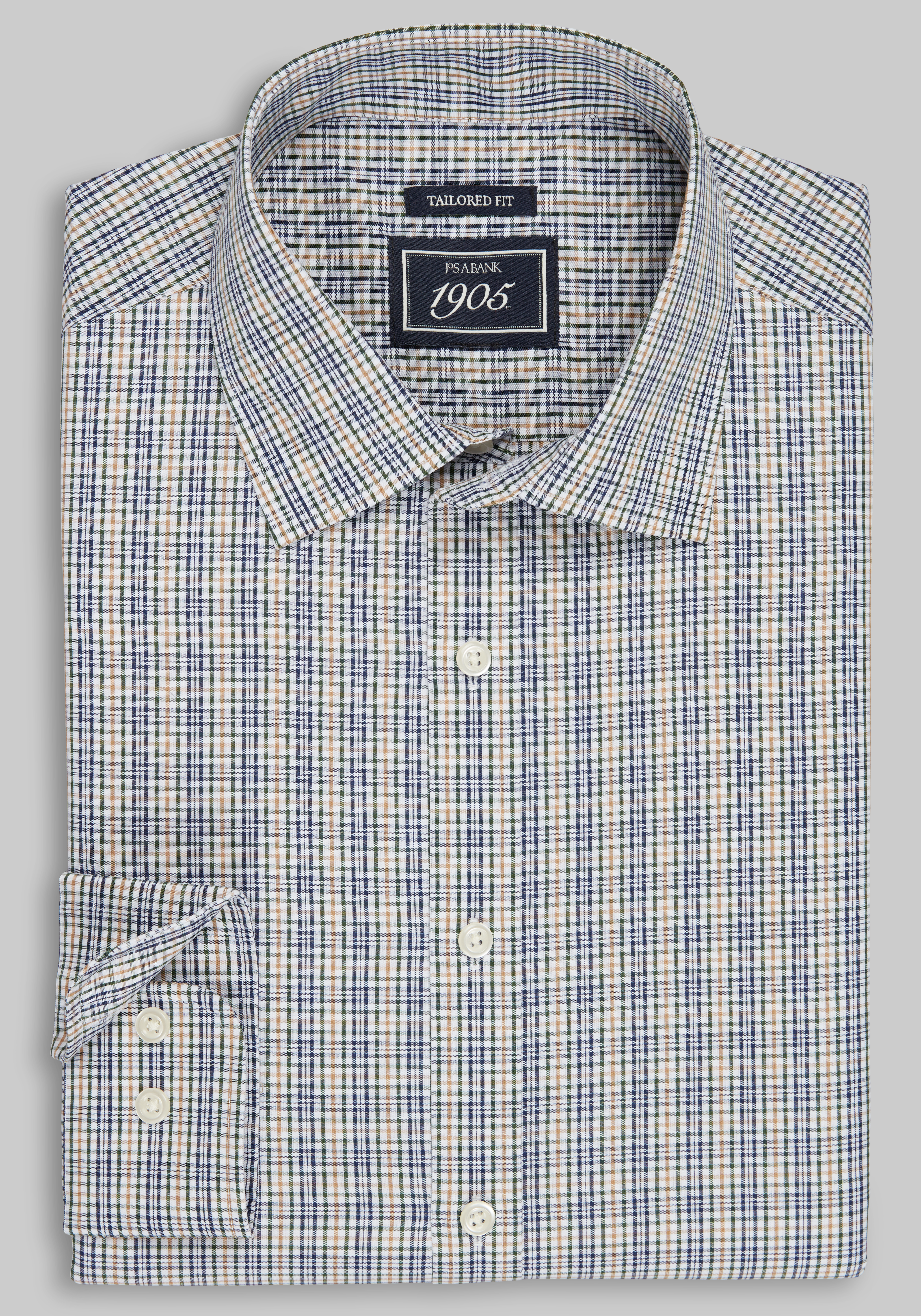 Men's CLEARANCE, 1905 Collection Tailored Fit Grid Check Comfort Stretch Sportshirt - Big & Tall CLEARANCE - Jos A Bank