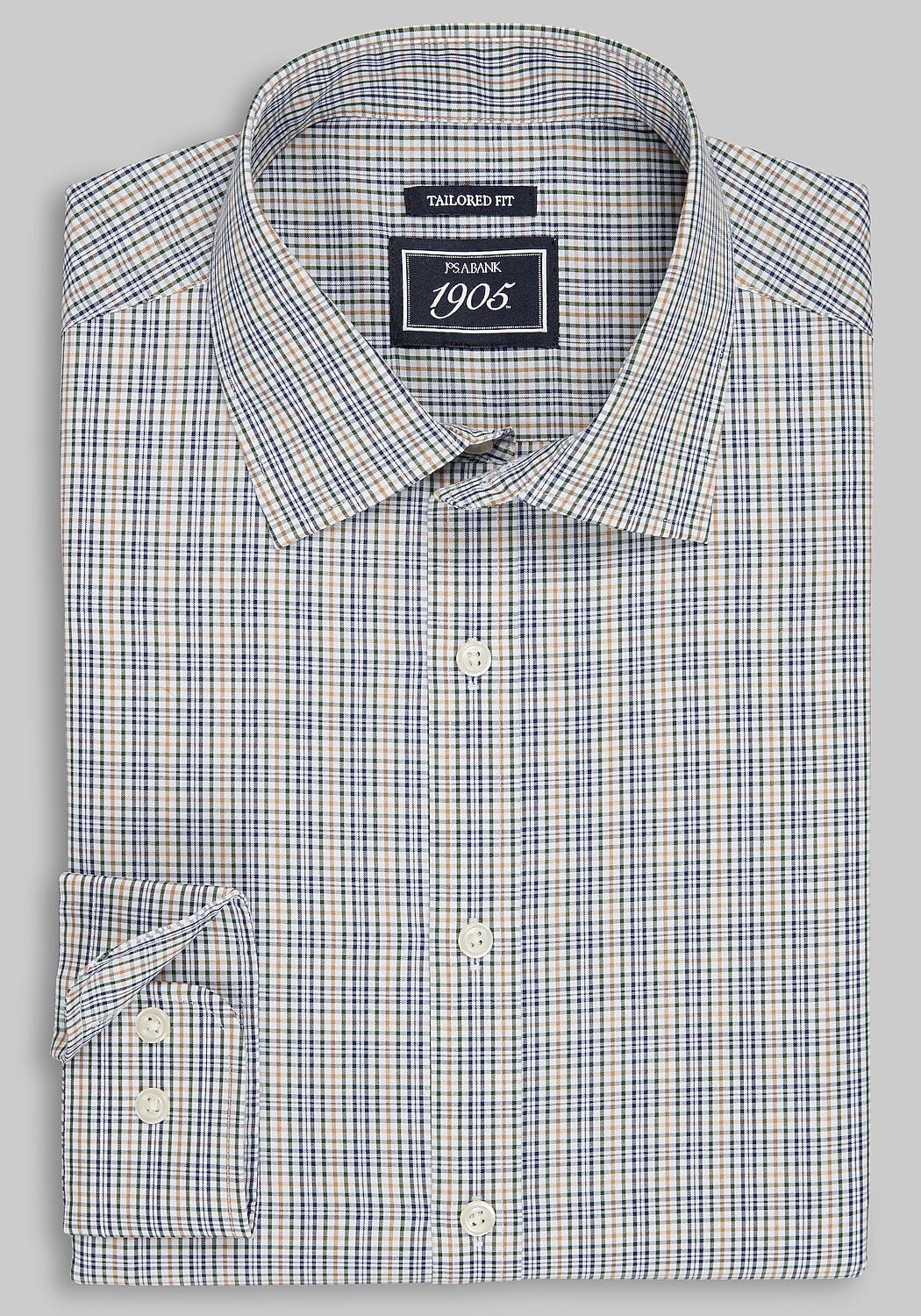 1905 Collection Tailored Fit Grid Check Comfort Stretch Sportshirt CLEARANCE