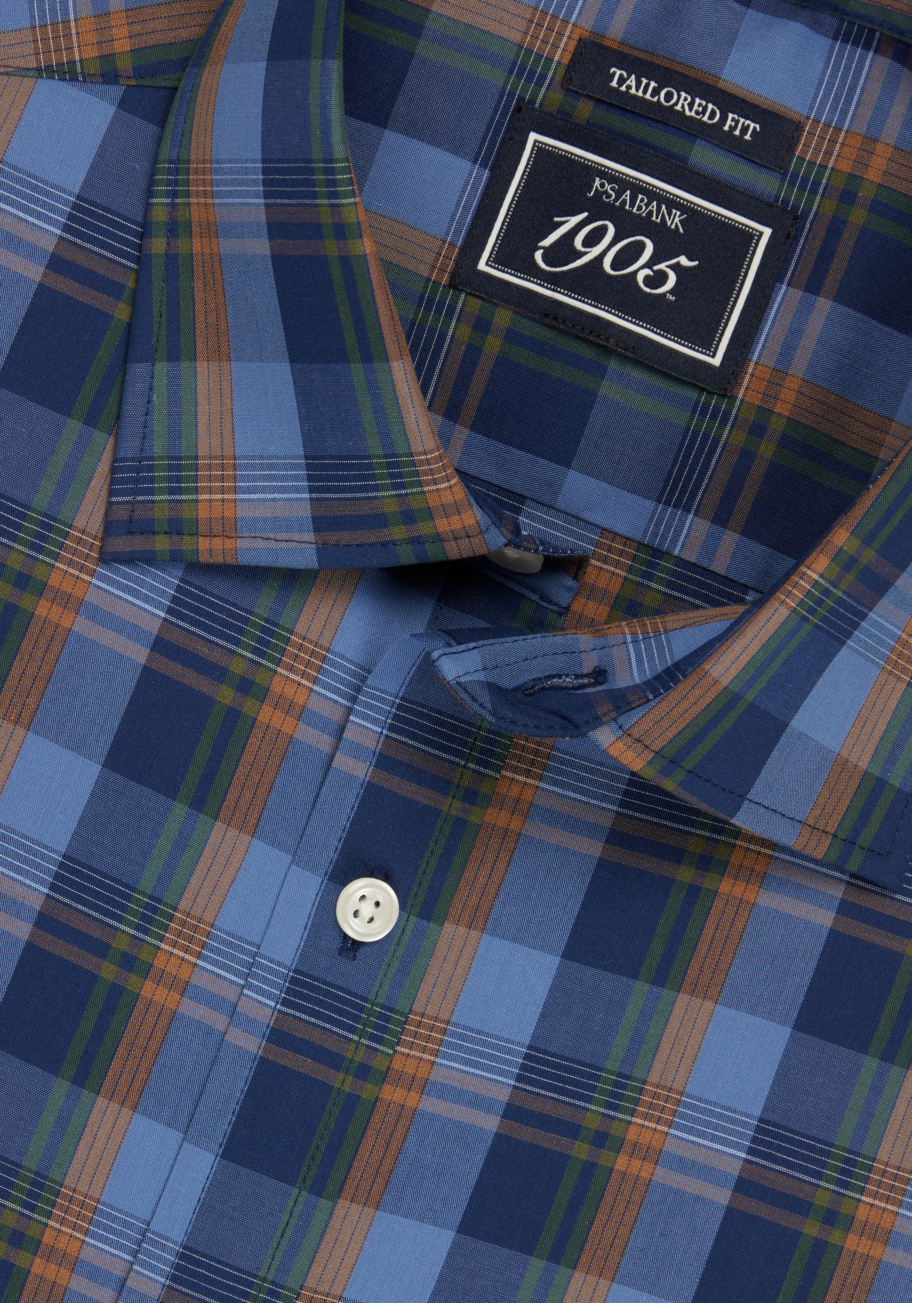 1905 Collection Tailored Fit Large Check Comfort Stretch Sportshirt - Big & Tall CLEARANCE