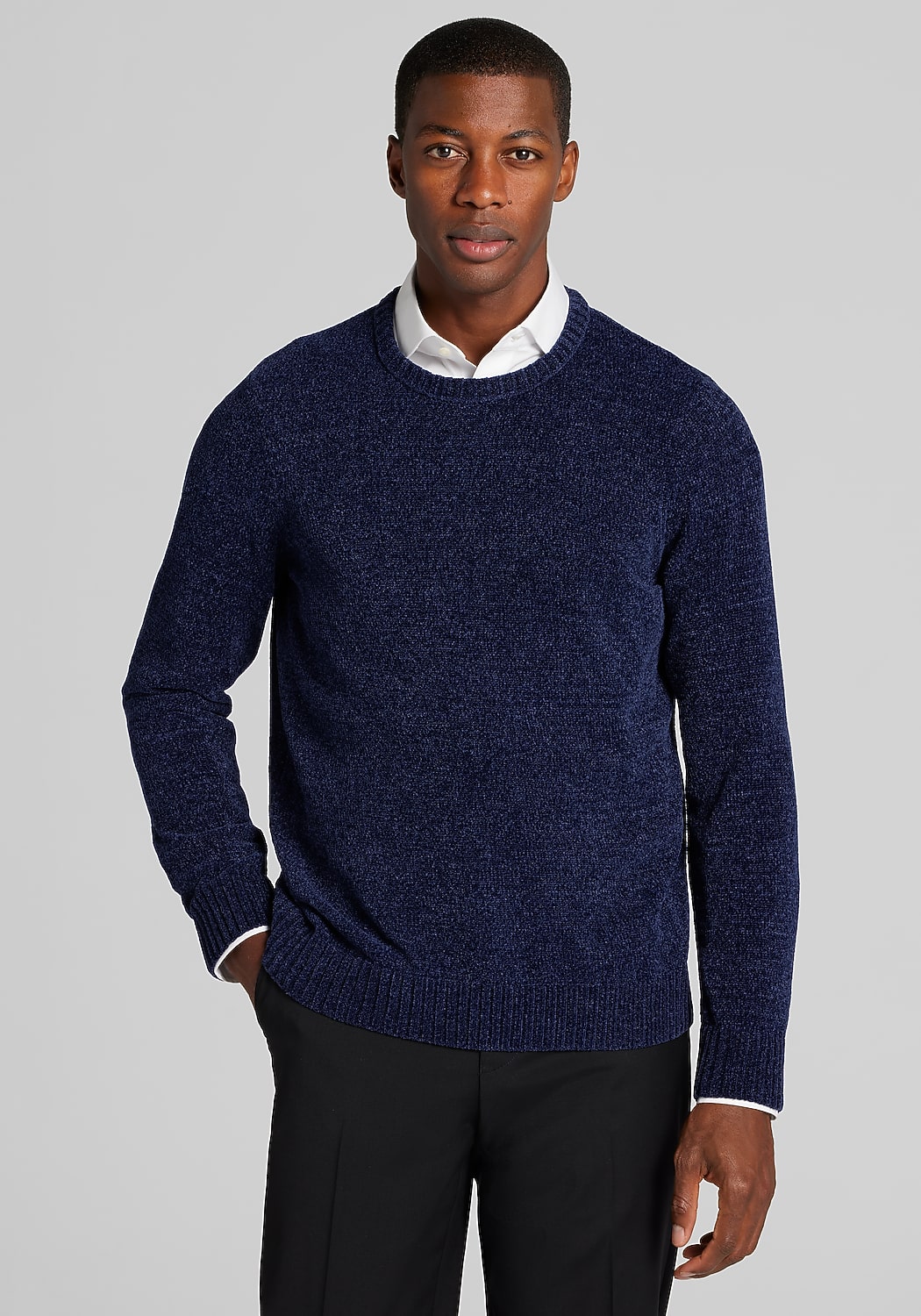 1905 Collection Tailored Fit Chenille Crew Neck Sweater - Big & Tall