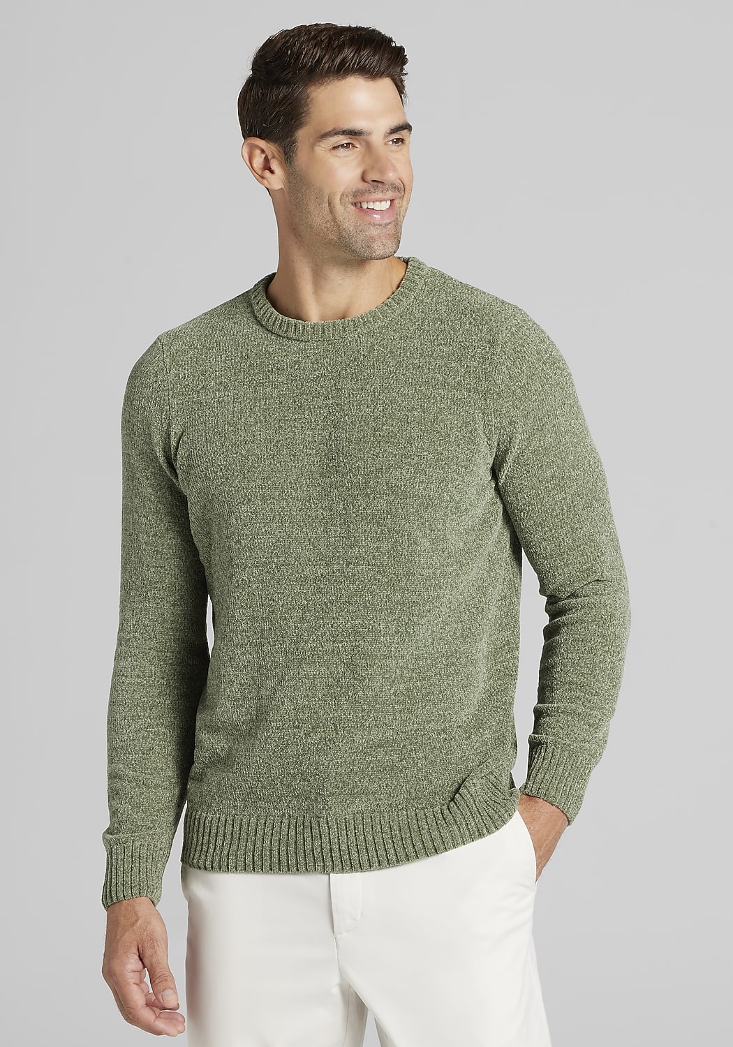 1905 Collection Tailored Fit Chenille Crew Neck Sweater
