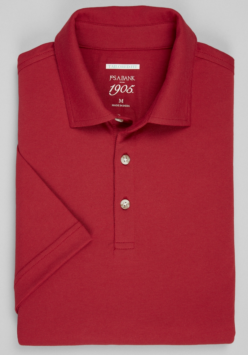 Men's 1905 Collection Tailored Fit Polo Shirt at Jos. A. Bank, Red/Scooter, Size Large - Shirts
