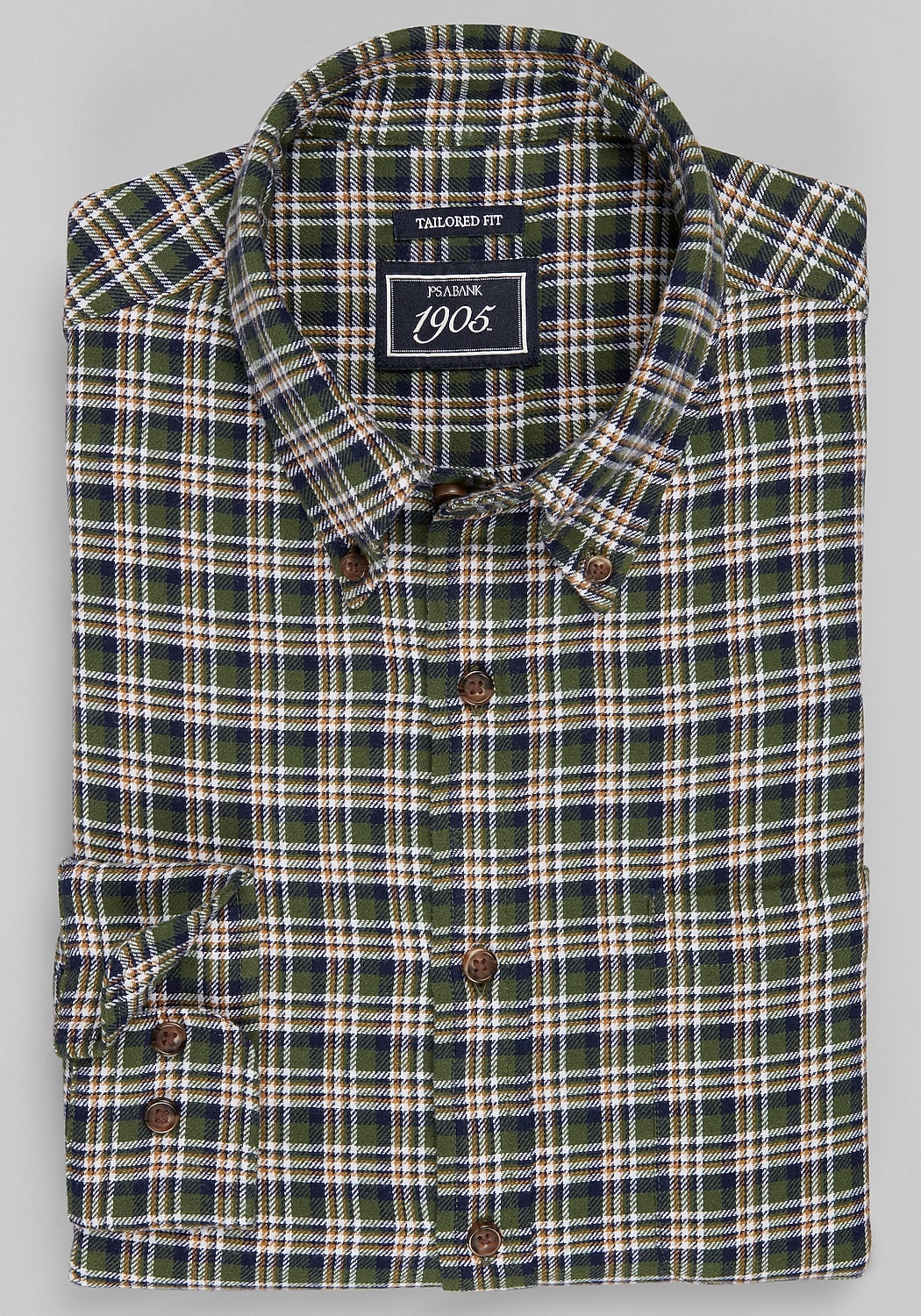 1905 Collection Tailored Fit Small Check Flannel Sportshirt