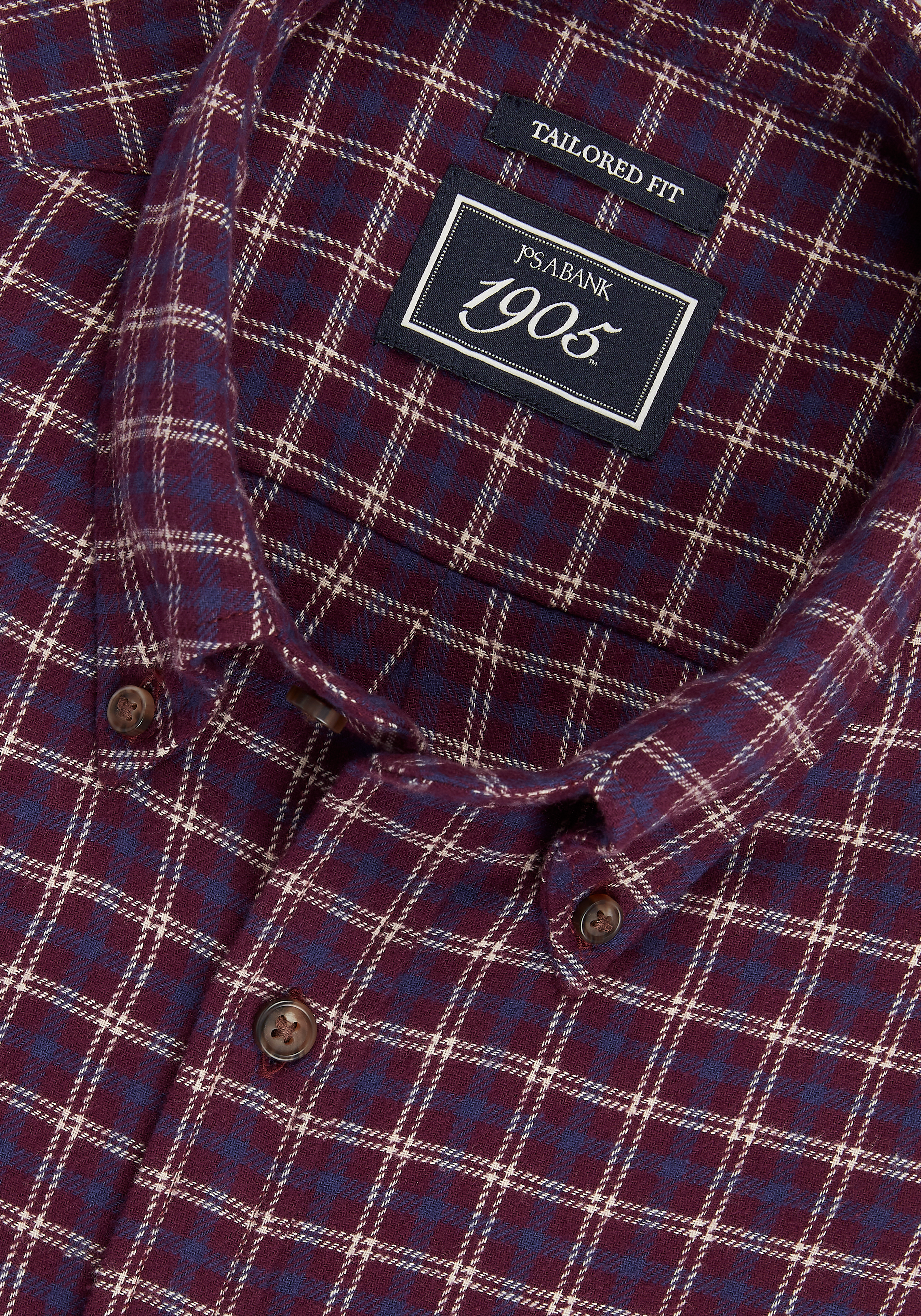 1905 Collection Tailored Fit Medium Check Flannel Sportshirt - Big & Tall CLEARANCE